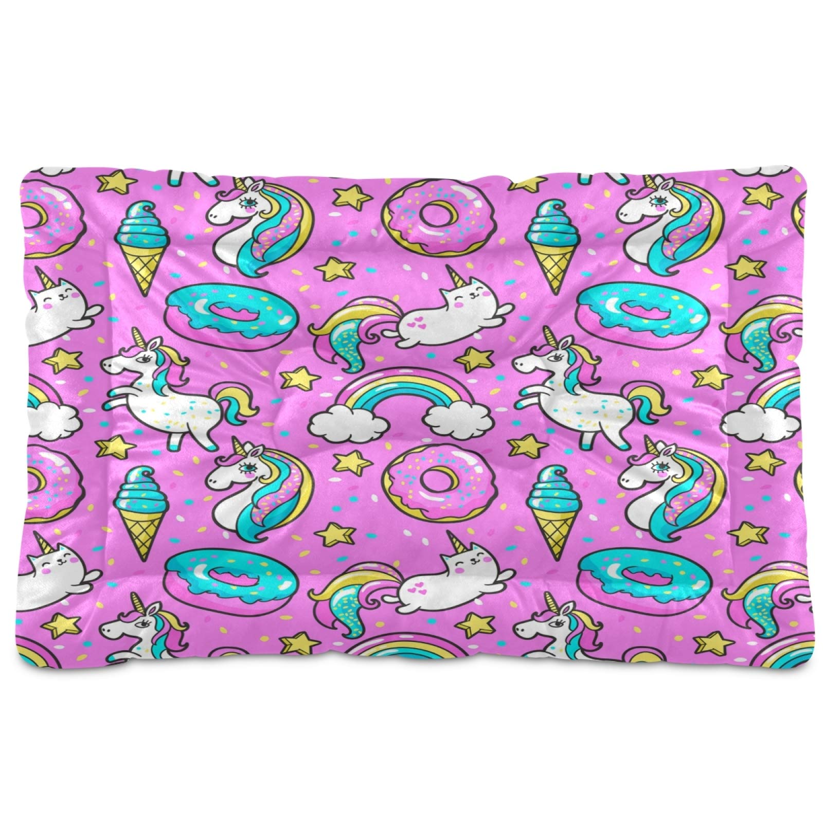 KEEPREAL Rainbow Unicorn Pet Bed - Ultra Soft Rectangle Dog & Cat Bed for Small Medium Large Breeds, 36x24 Inch Calming Cuddler | Perfect for Bedroom, Living Room & Pet Travel