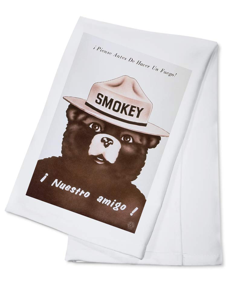 Vintage Smokey Bear Nuestro Amigo Poster Print - 100% Cotton Tea Towel & Decorative Hand Towel for Kitchen, Bathroom & Home Decor - Perfect for Farmhouse, Rustic & Retro Style Homes