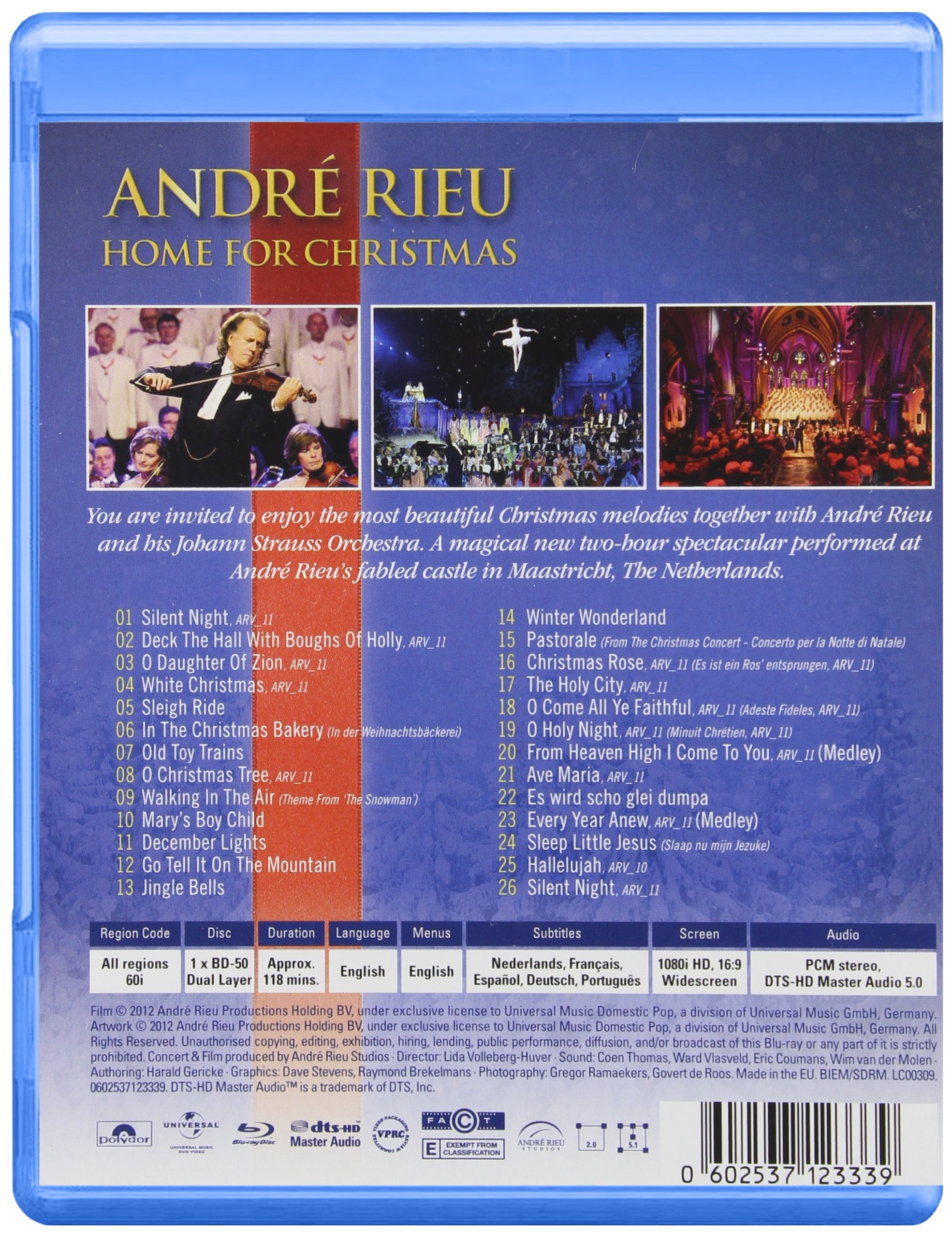André Rieu: Home for Christmas [Blu-ray] - Holiday Music Concert Film for Festive Gatherings & Cozy Winter Evenings