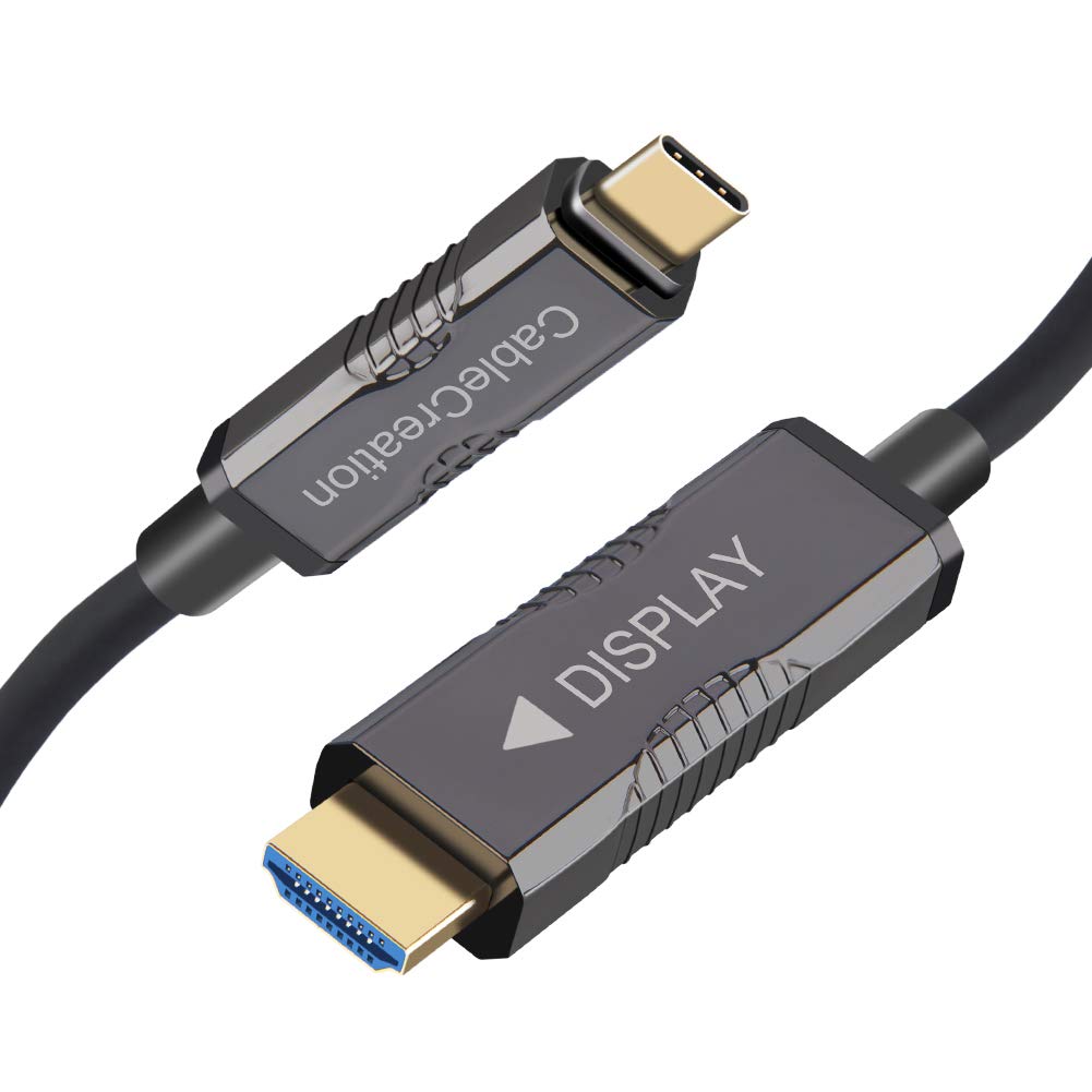 CableCreation USB 3.1 Type C to HDMI 12M Fiber Optic Cable - 18Gbps Ultra Speed, 4K 60Hz (E-ARC, HDCP 2.2, 3D) - Thunderbolt 3 Compatible - Works with MacBook Pro 2019, Dell XPS 13/15, Surface Go - Perfect for Home Theater, Gaming & Office Presentations