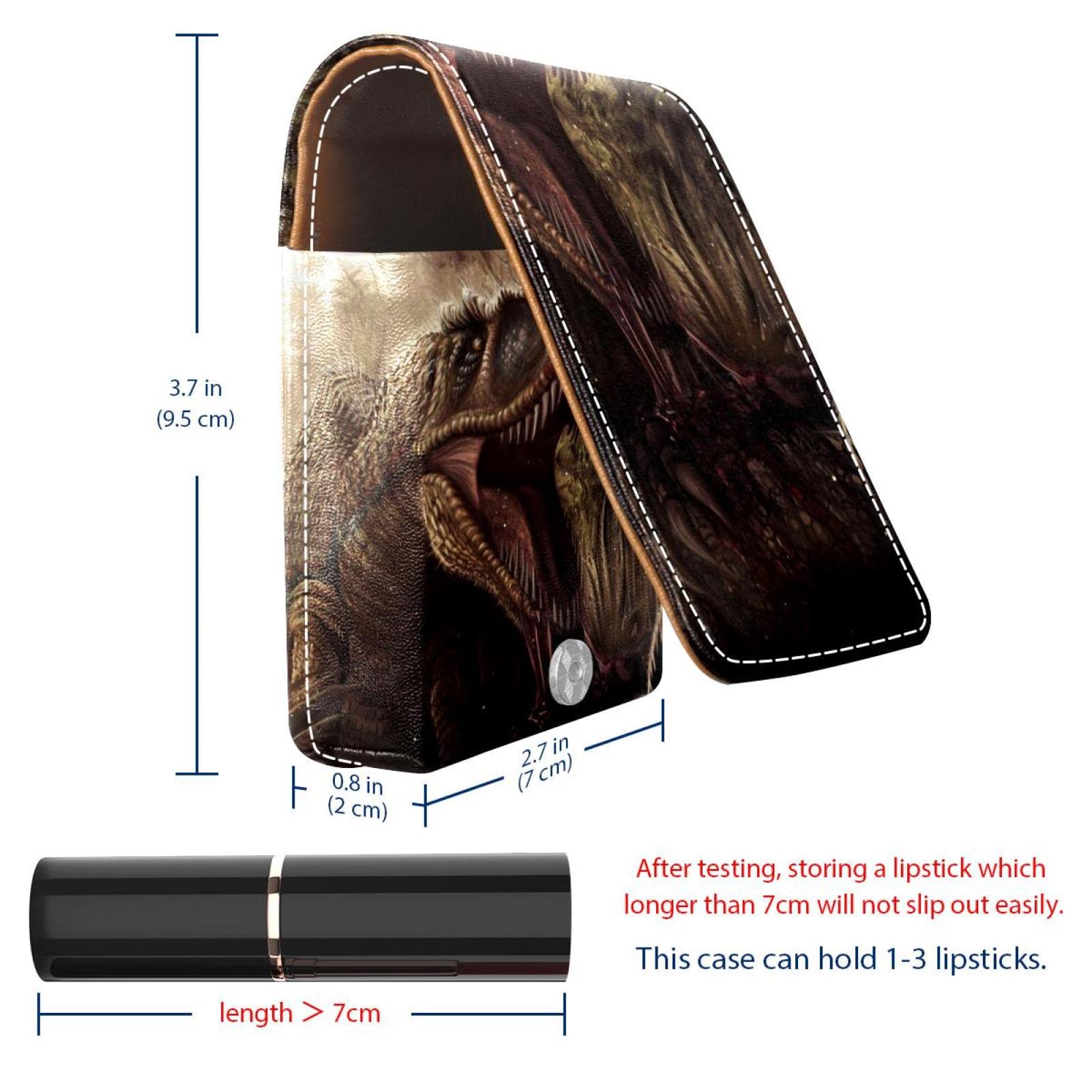 Personalized Dinosaur Lipstick Case - Portable Makeup Bag & Cosmetic Pouch Organizer with Ancient Danger Animal Design - Perfect for Travel, Daily Use, and Gift Giving