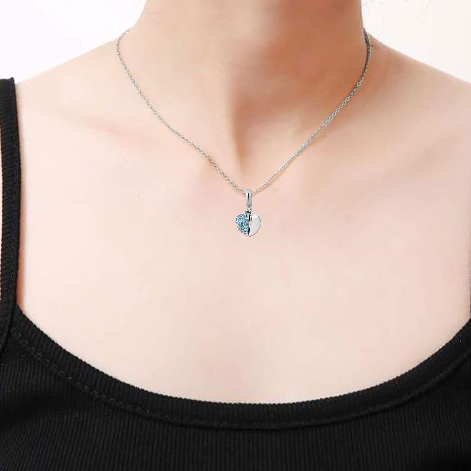KunBead Sister I Love You Heart Birthstone Dangle Charms - Sterling Silver Jewelry for Bracelets & Necklaces - Meaningful Birthday Gift for Women, Sisters, Girlfriends - Perfect for Anniversaries, Valentine's Day & Special Occasions