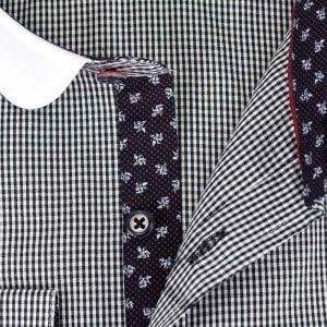 Cavani Men's Penny Round Collar Black Gingham Check Formal Shirt | Peaky Blinders Style | Office Wear & Special Occasions