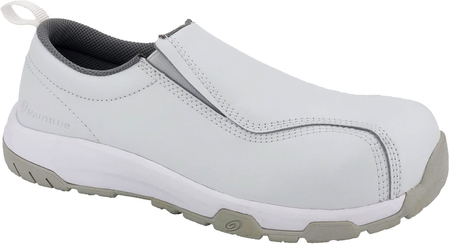 Nautilus 1607 Men's White Clean Room Slip-On Composite Toe Safety Shoes - SD10 Work Boots for Men Size 14 Wide - OSHA Approved for Food Processing, Laboratory & Industrial Work Environments