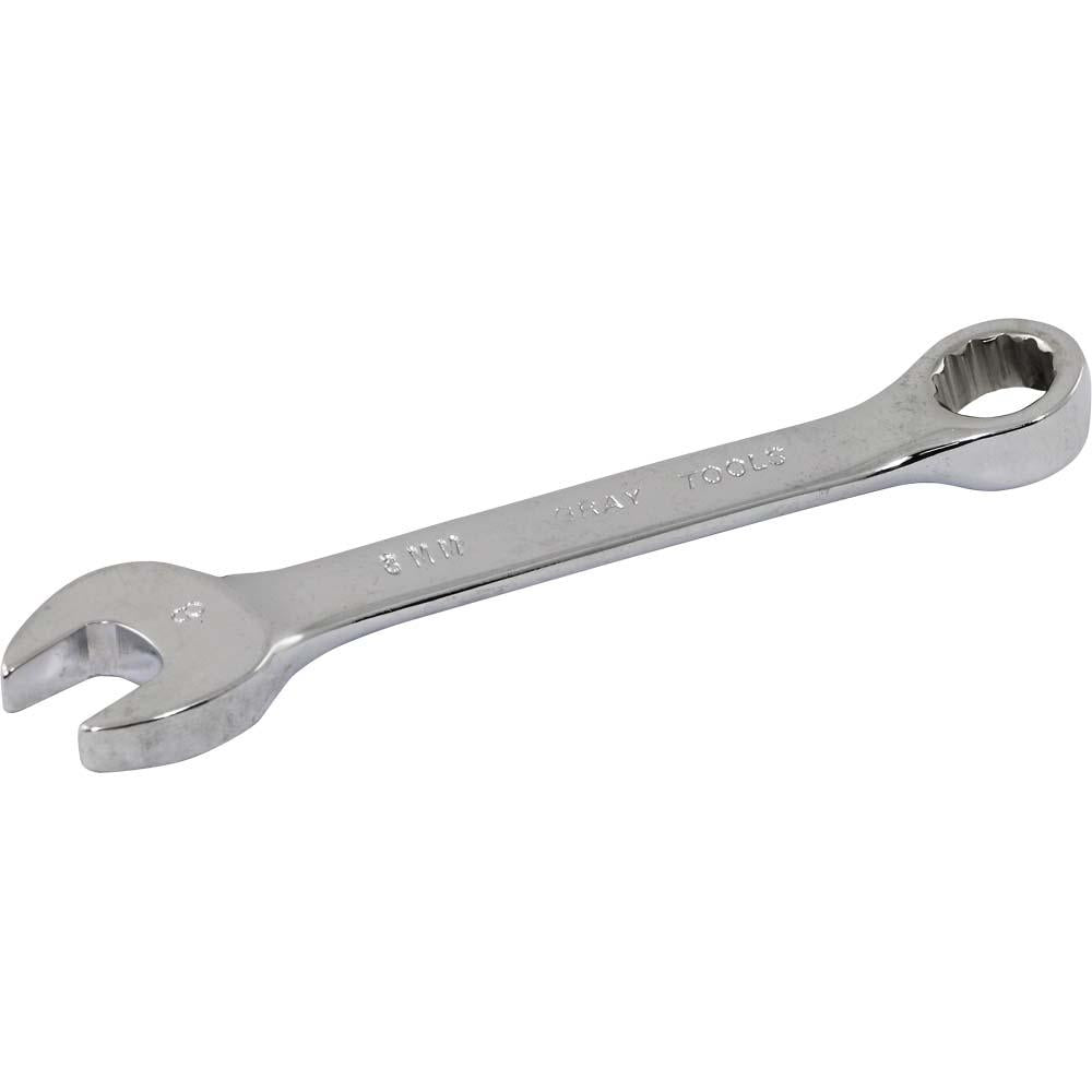12-Piece Metric Stubby Combination Wrench Set - 15° Offset Design - Mirror Chrome Finish - Perfect for Tight Spaces & Automotive Repair