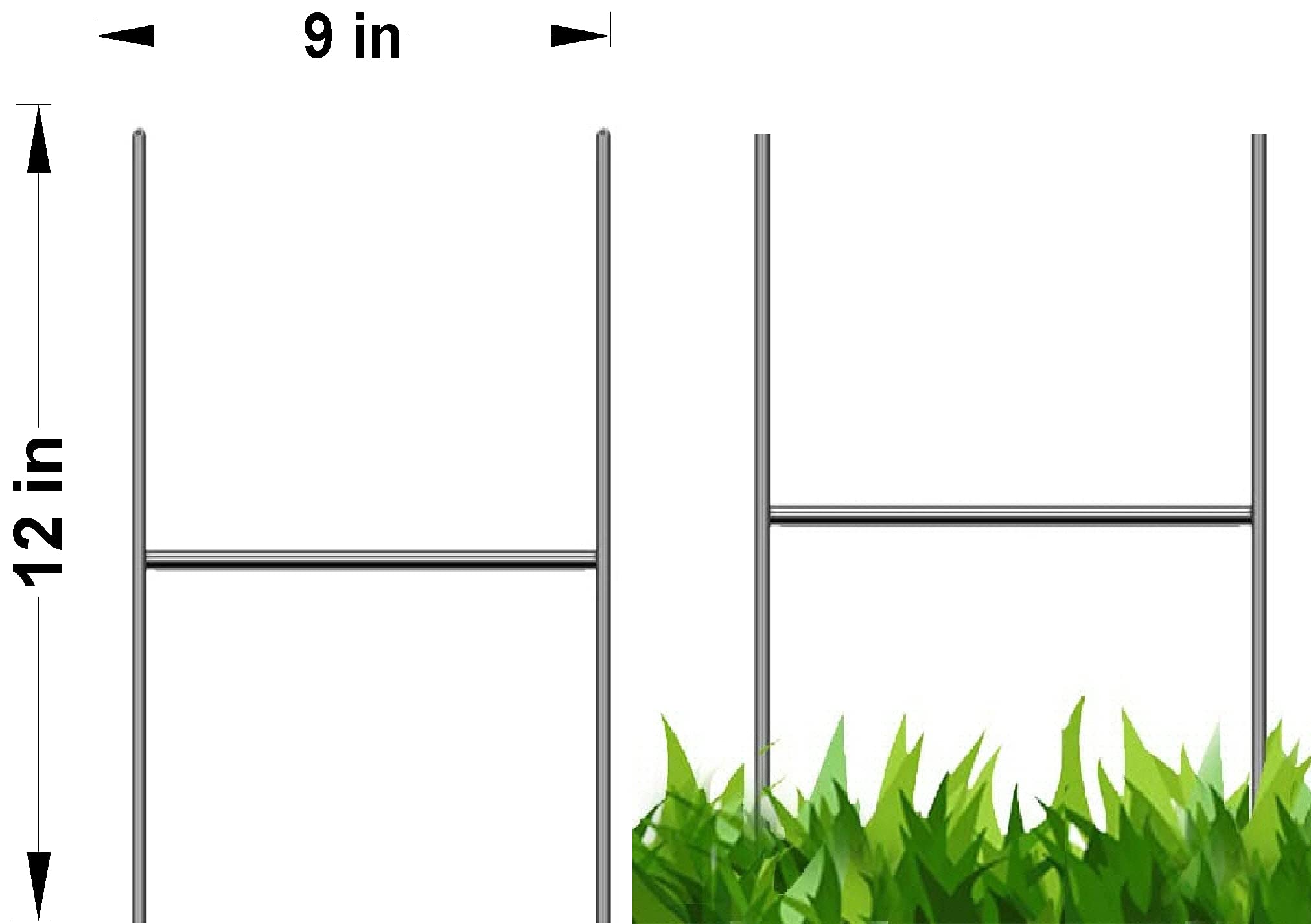 200 Pack 12 x 9 Inch Galvanized Steel H-Frame Sign Holders - 9 Gauge Heavy Duty Wire Stakes for 4mm/5mm Corrugated Plastic Signs (12