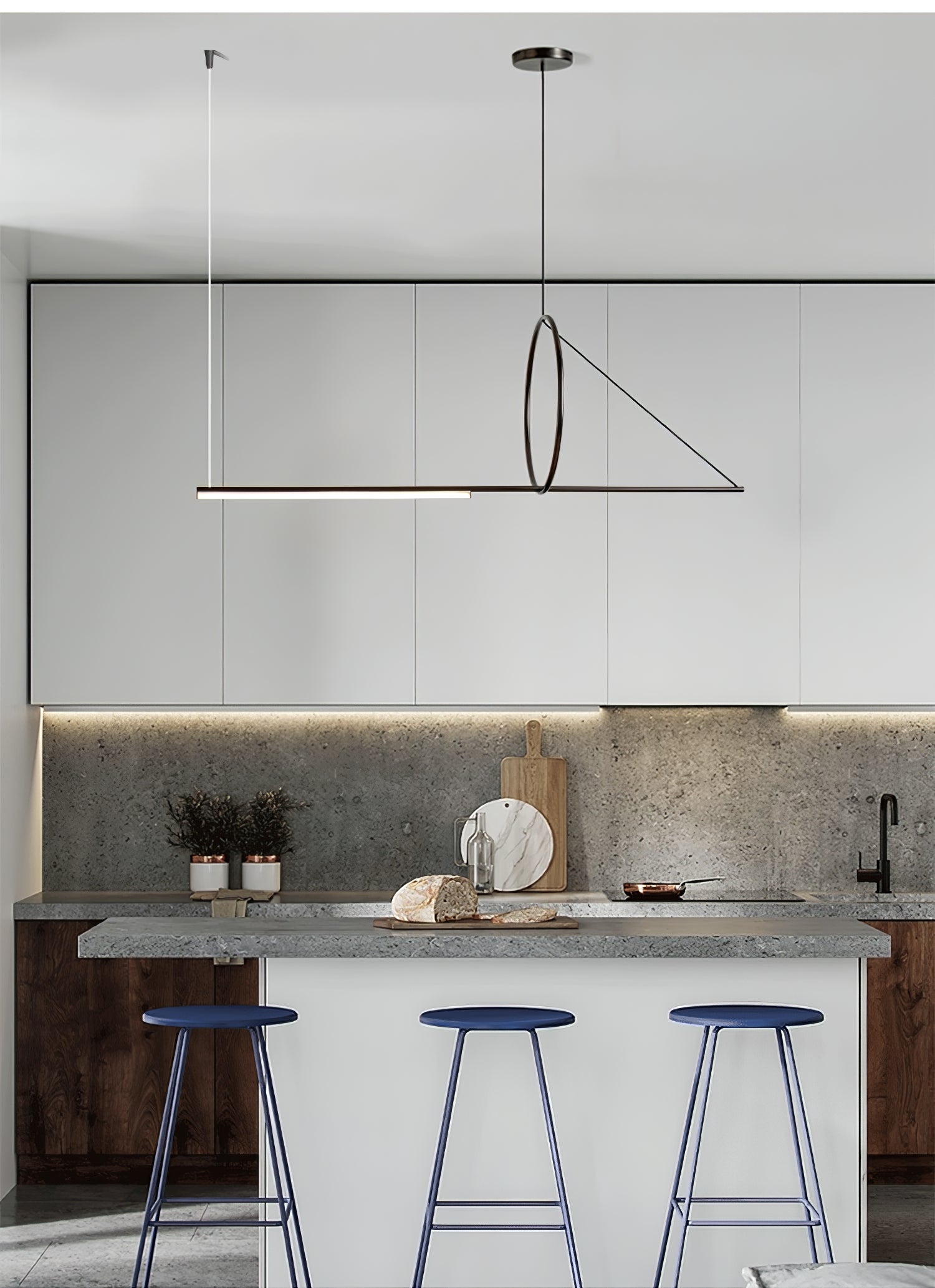 Modern Circle Line Pendant Light - Minimalist Ceiling Fixture for Living Room, Bedroom & Dining Area | Dimmable LED Hanging Light Fixture for Home Decor