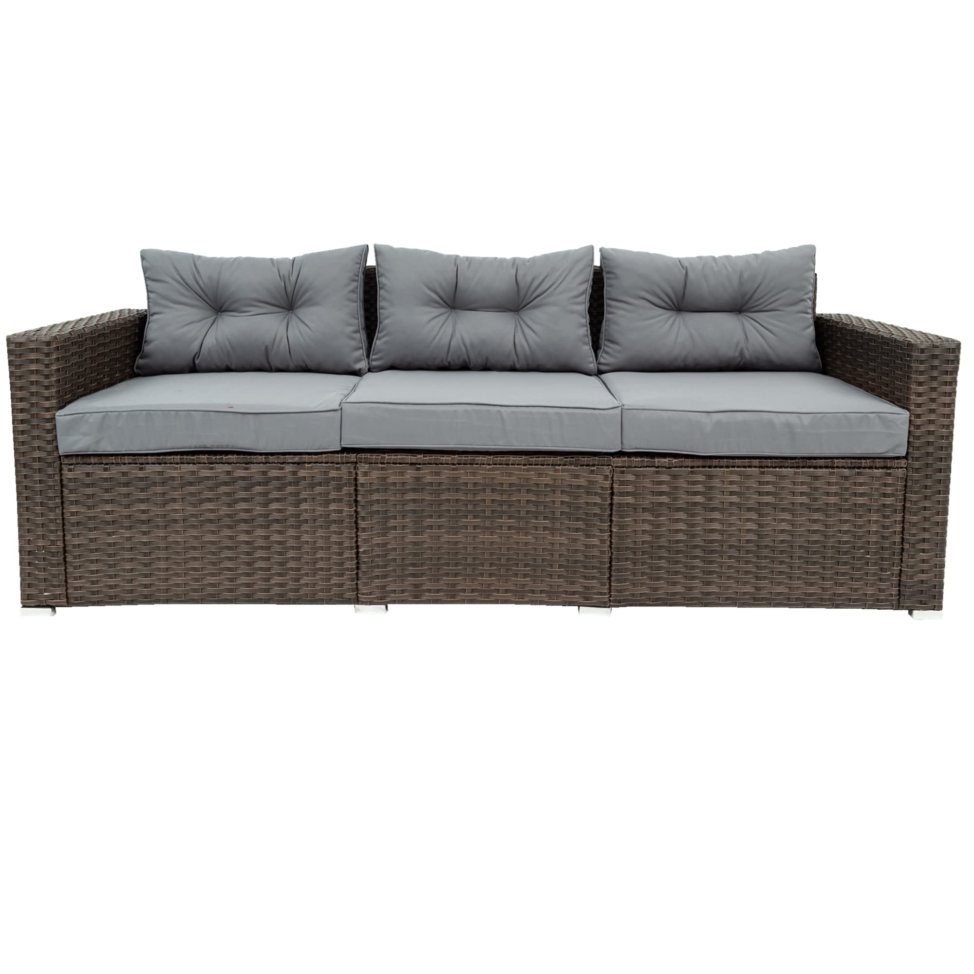 6-Piece Patio Rattan Wicker Outdoor Furniture Set with Storage Box, Removable Cushions & Tempered Glass Tabletop - Garden, Porch, Backyard Conversation Sofa for Relaxing & Entertaining Guests