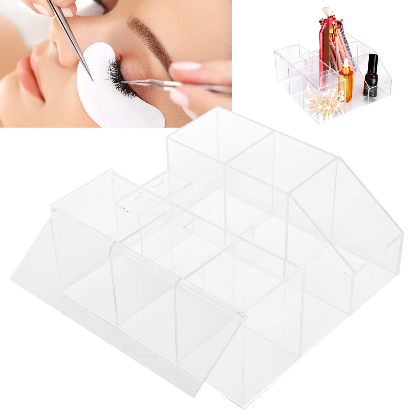 ZJchao Acrylic Eyelash Organizer - Beauty Vanity Makeup Storage Box with Lipstick Holder & Eyelash Grafting Tool Display for Home, Salon, and Professional Use | Perfect for Lash Artists, Makeup Enthusiasts & Cosmetic Organization