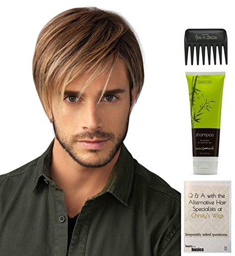 HIM Chiseled Wig Bundle - 4 Items (M7S Color) with Christy's Wigs Q&A Booklet, BeautiMark Synthetic Shampoo & Wide Tooth Comb | Perfect for Cosplay, Costume Parties & Everyday Styling