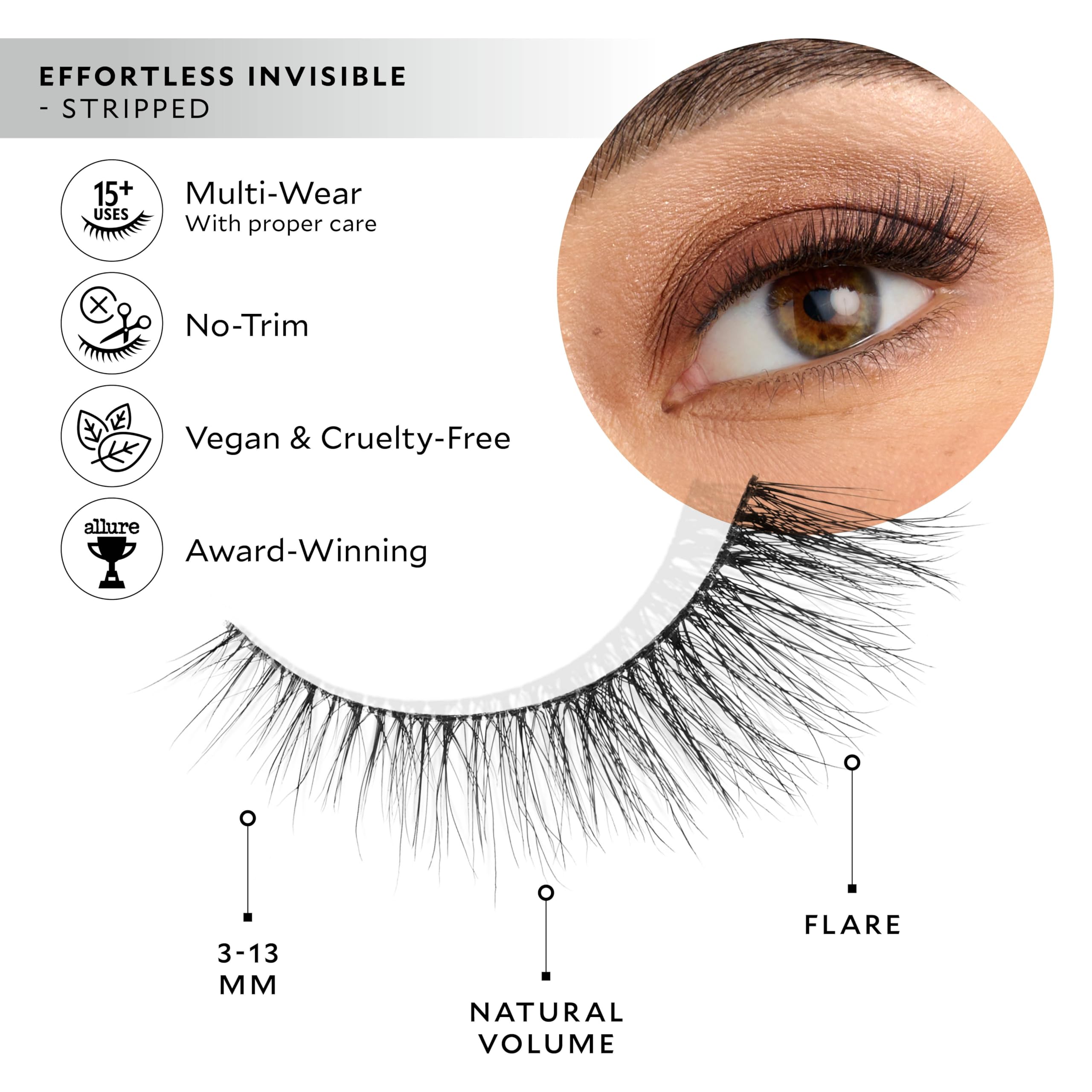 Velour Effortless Invisible Lashes - Natural Looking False Eyelashes for Lash Extension Look | Reusable Fake Lashes, Fluffy & Lightweight No Trim Eyelashes | Vegan Cruelty-Free Lashes (Glue Not Included) | Perfect for Weddings, Parties & Everyday Glam