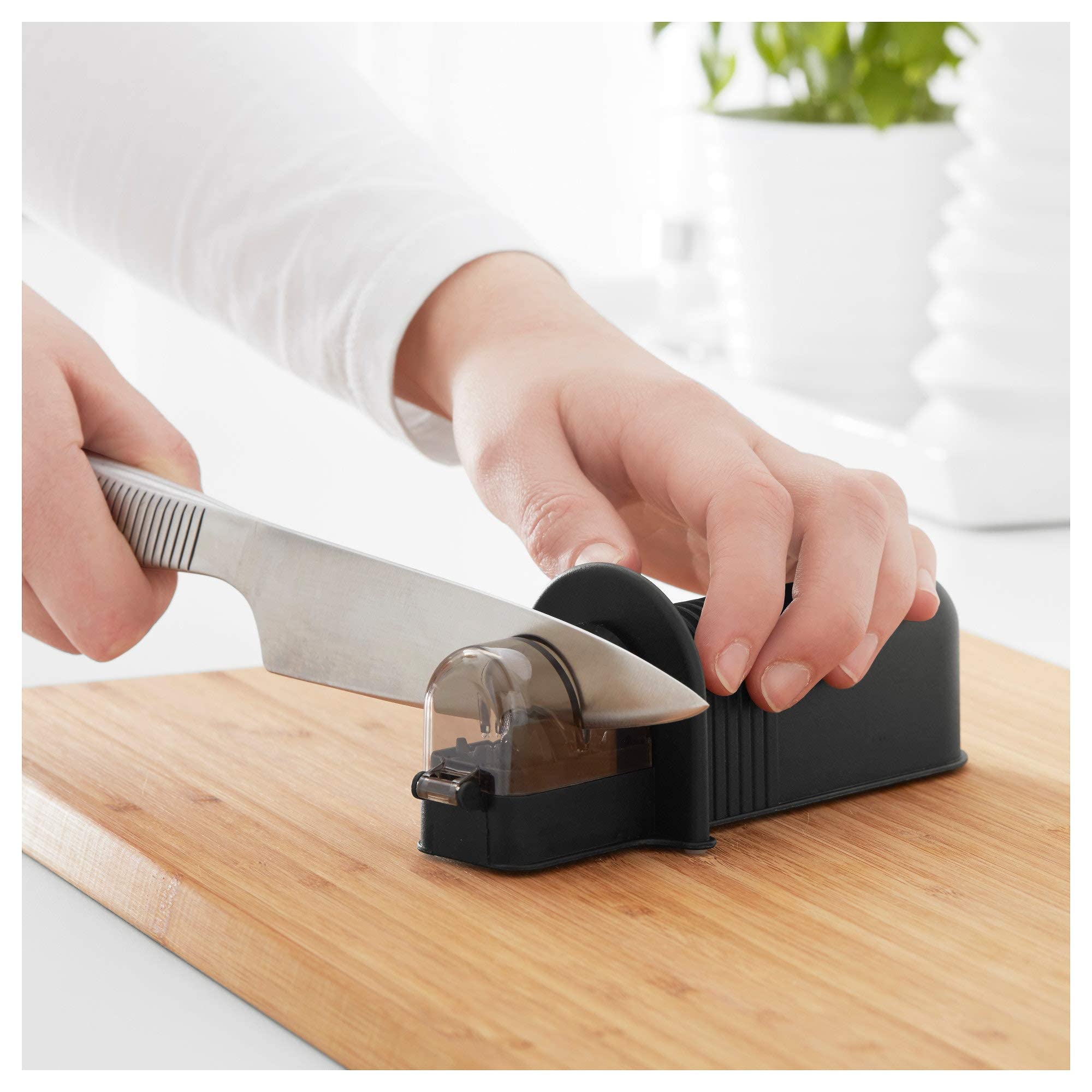 IKEA LATTJO Knife Sharpener - Professional Kitchen Knife Sharpening Tool for Home Chefs (Black) | Perfect for Kitchen, Camping & Outdoor Cooking