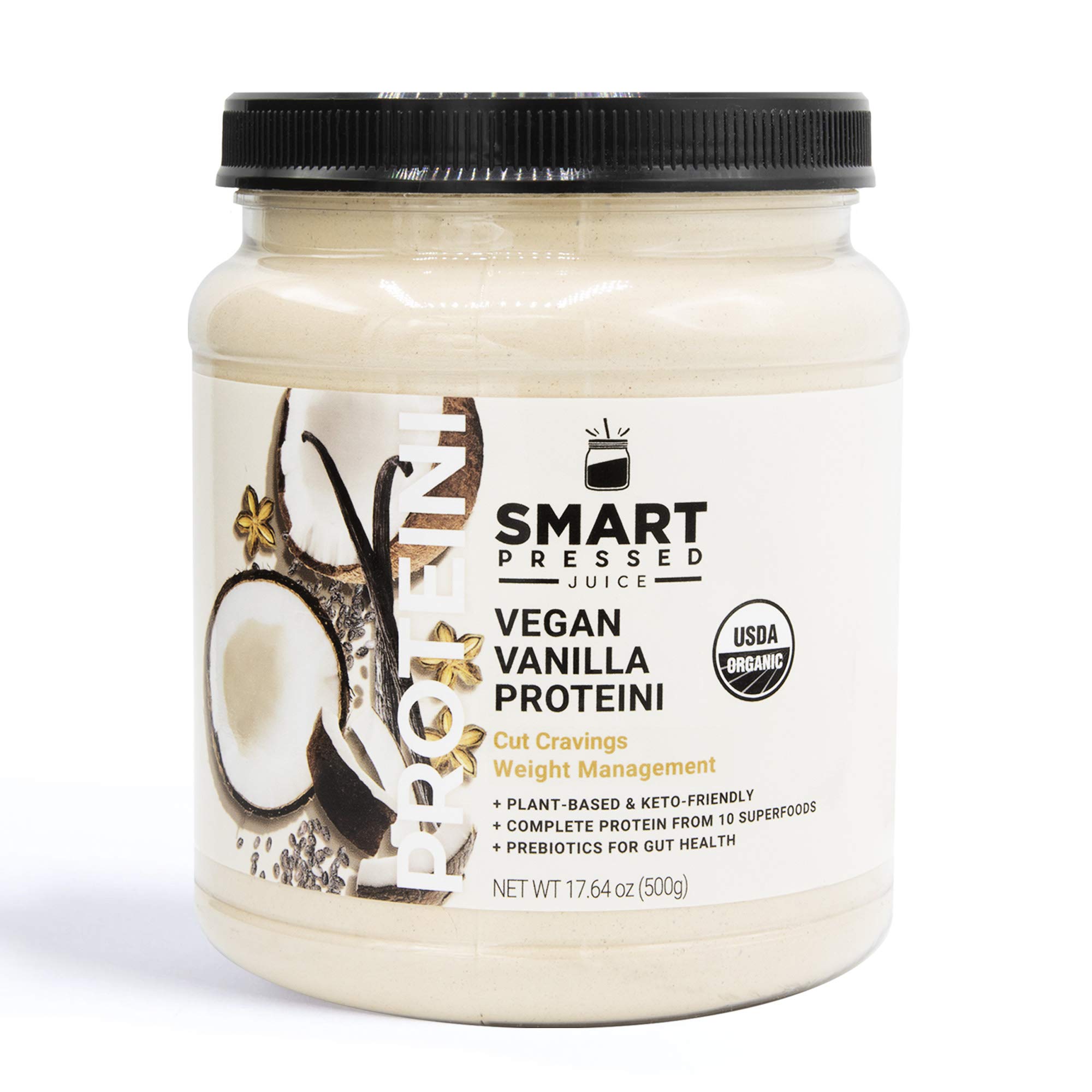 SMART Pressed Juice Vegan Vanilla Protein Powder | Organic Plant-Based Protein Shake for Weight Loss & Muscle Recovery | Keto, Paleo & Vegan Friendly | Clean Lean Protein Supplement | No Fillers or Additives | Made in USA | 20 Servings | Perfect for Post-Workout, Breakfast Smoothies & Healthy Meal Replacement