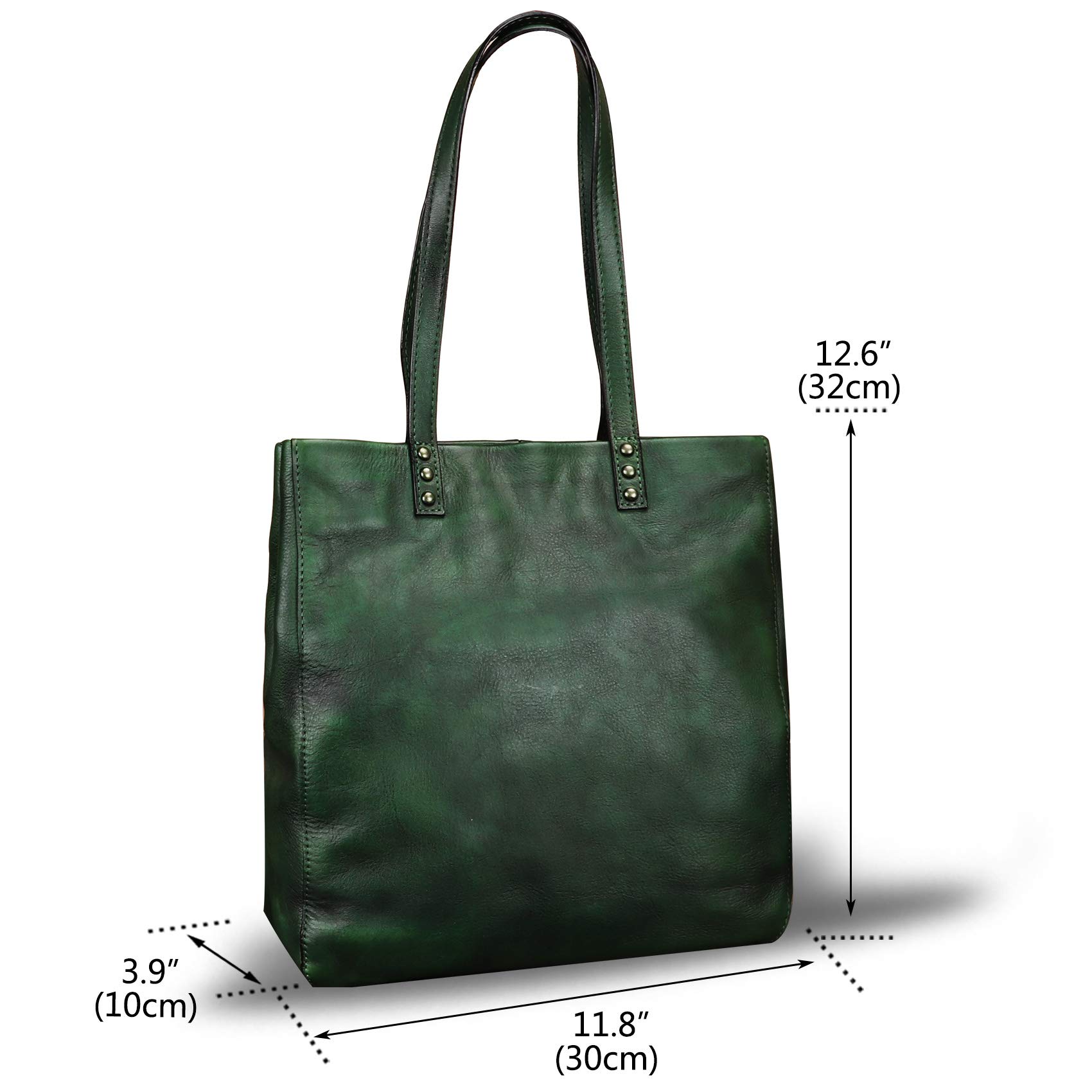 Genuine Leather Tote Bag for Women - Handmade Satchel Purse with Top Handle & Shoulder Strap - Vintage Style Work Bag, Travel & Everyday Use