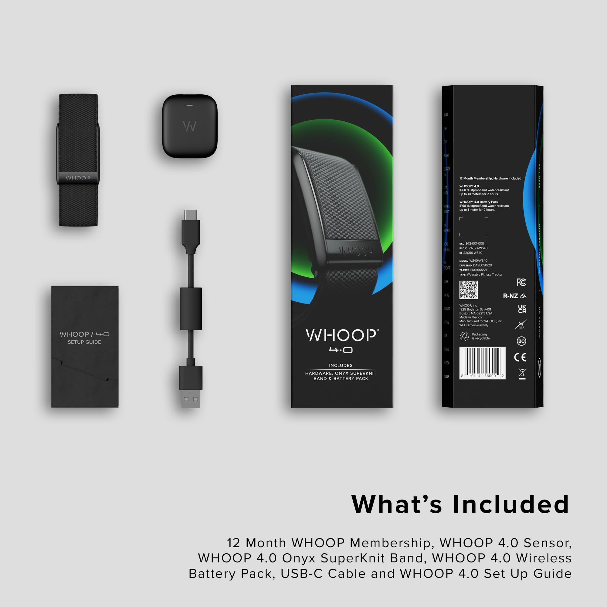 WHOOP 4.0 Fitness Tracker with 12-Month Membership - 24/7 Heart Rate Monitor & Sleep Tracker - Performance Optimization Wearable for Athletes - Track Strain, Recovery & Wellness Metrics - Perfect for Gym, Running & Daily Health Monitoring