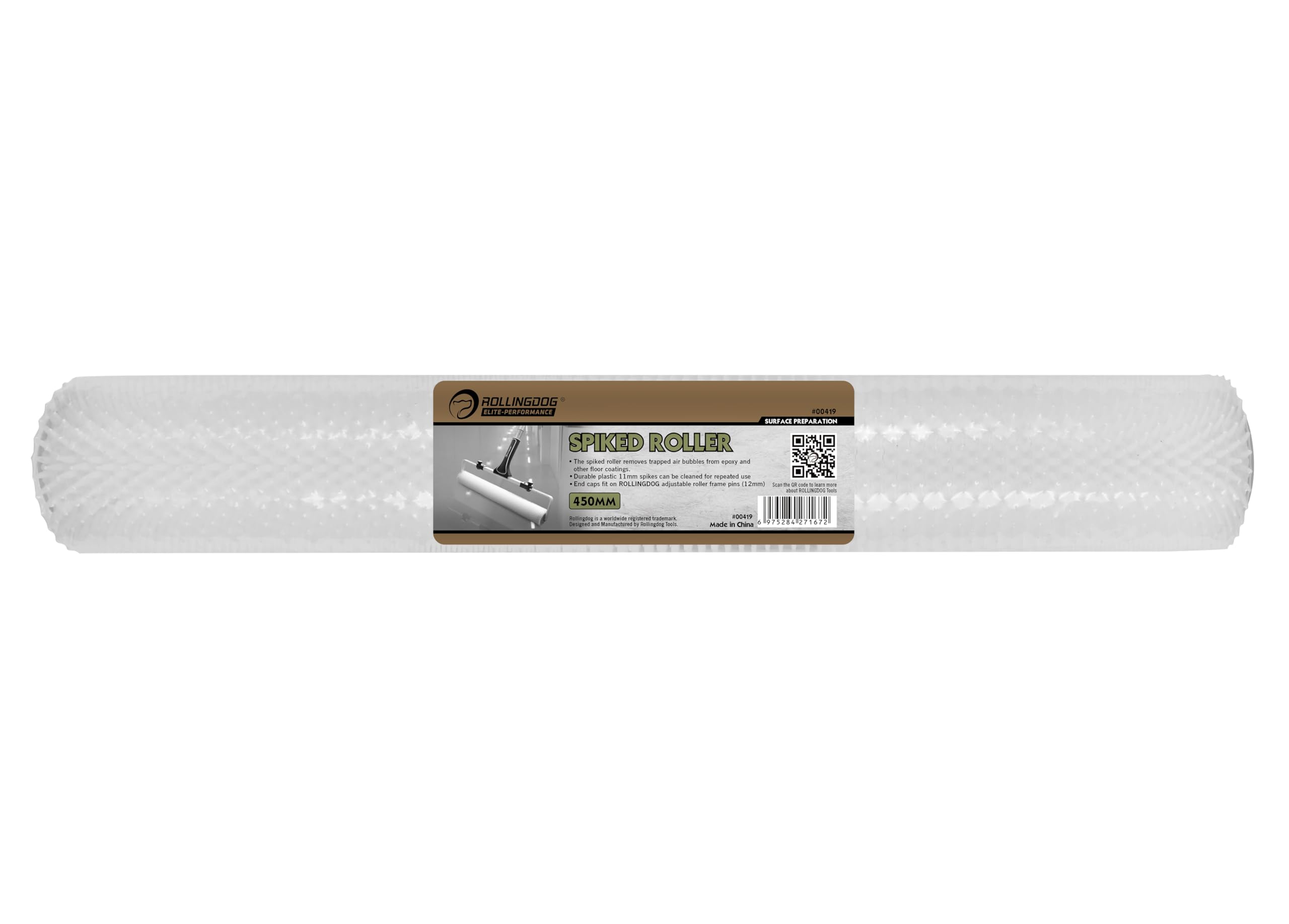 ROLLINGDOG 450mm Spiked Roller for Epoxy Floor & Self-Leveling Concrete - Heavy Duty Spiked Screeding Compound Roller for Cement, Concrete, Paint - Perfect for DIY Home Renovation & Professional Construction Projects