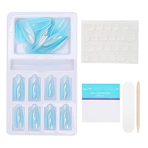 24PCS Extra Long Matte False Nails Kit with Nail Glue, Nail Files & Wooden Sticks - DIY Press on Nails for Women & Girls (Gradient 02) | Perfect for Parties, Weddings & Everyday Wear
