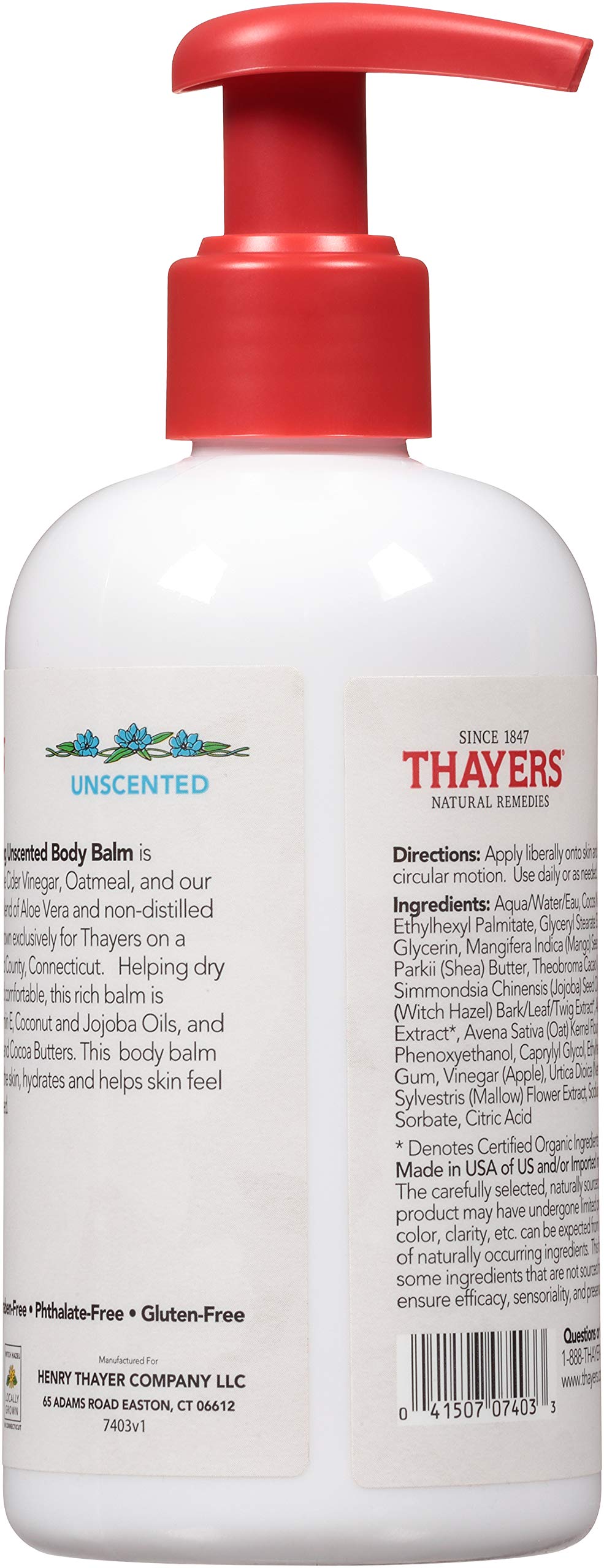 THAYERS Unscented Soothing Body Balm - Hydrating Moisturizing Lotion for Dry Skin, 8 Oz | Perfect for Daily Skincare Routine & Post-Shave Relief
