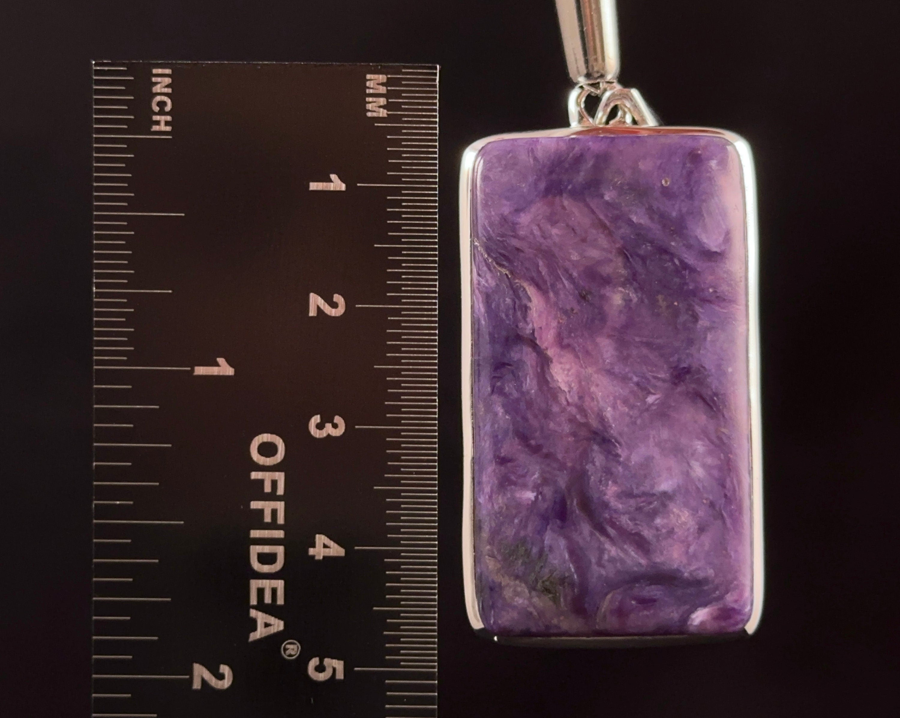 CHAROITE Crystal Pendant Necklace in Sterling Silver - Healing Stone Jewelry for Women, 52884 | Spiritual Protection & Energy Balancing Gift for Meditation & Yoga