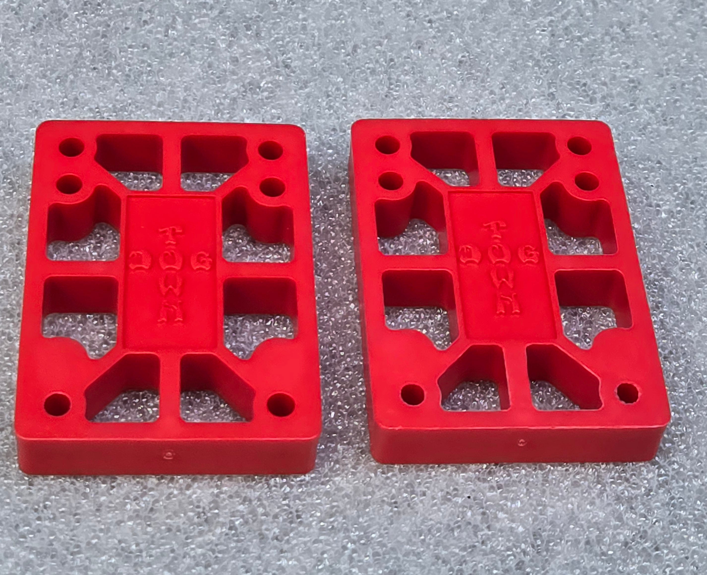 Dogtown 1/2 Inch Skateboard Riser Pads - Shock Absorbing & Vibration Dampening (Red) - Perfect for Longboard & Cruiser Skateboards - Reduce Stress on Trucks & Deck