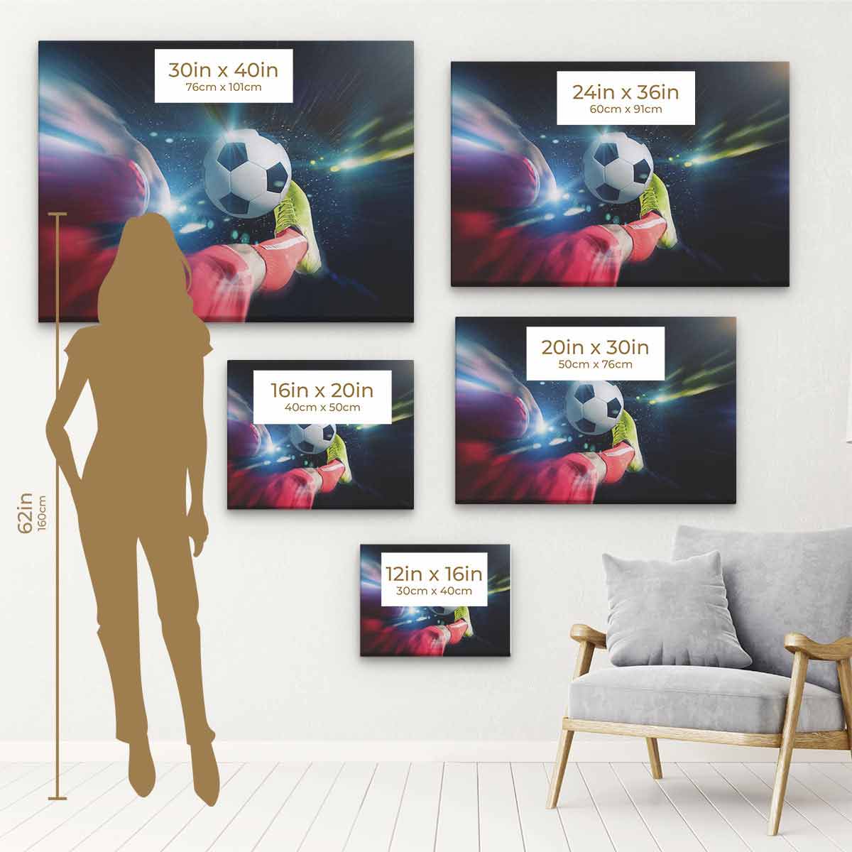Black Soccer Player Wall Art Canvas Print - Modern Sports Decor for Living Room, Bedroom & Office - Perfect Gift for Soccer Fans & Athletes