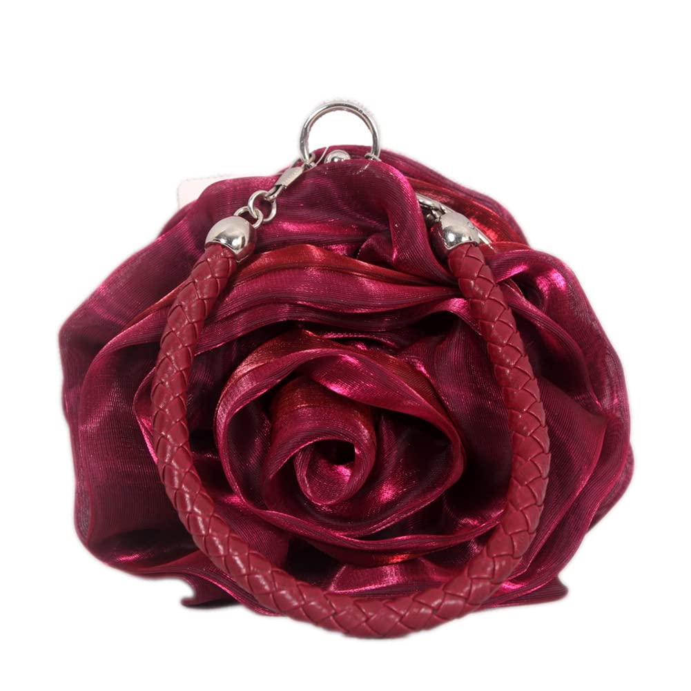 Elegant Rose Shaped Evening Clutch Purse for Women - Soft Satin Floral Wristlet Handbag for Wedding, Party & Special Occasions | Perfect Gift for Bridesmaids, Prom & Formal Events