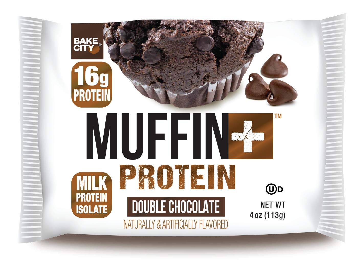 Bake City Muffin Plus Protein - High Protein Muffins with 16g Protein Each, 4oz Double Chocolate (12 Pack) | Perfect for Breakfast, Post-Workout Snack & Healthy On-the-Go Meals