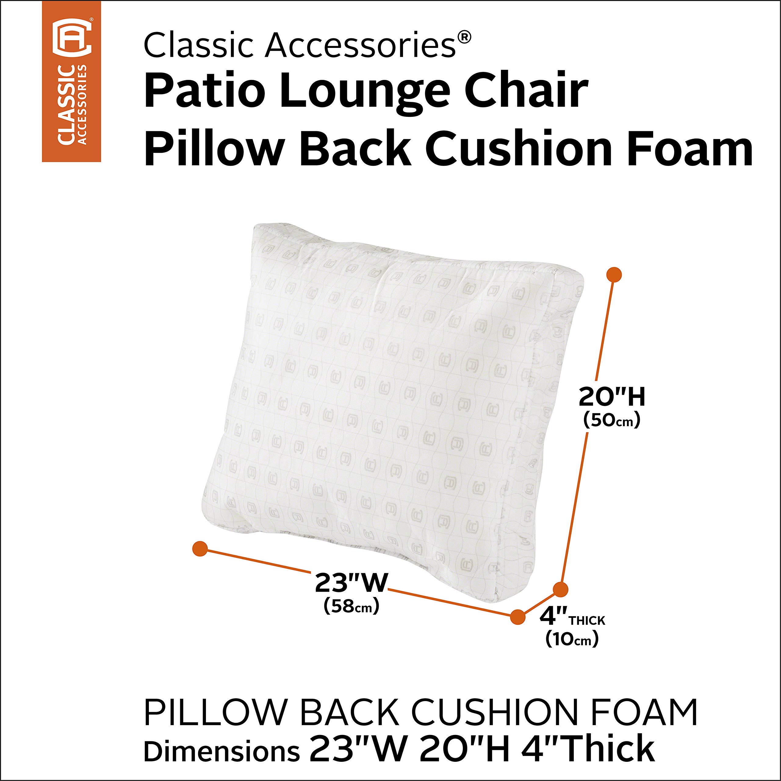 Patio Lounge Chair Pillow - 23x20x4 Inch Foam Cushion for Outdoor Relaxation