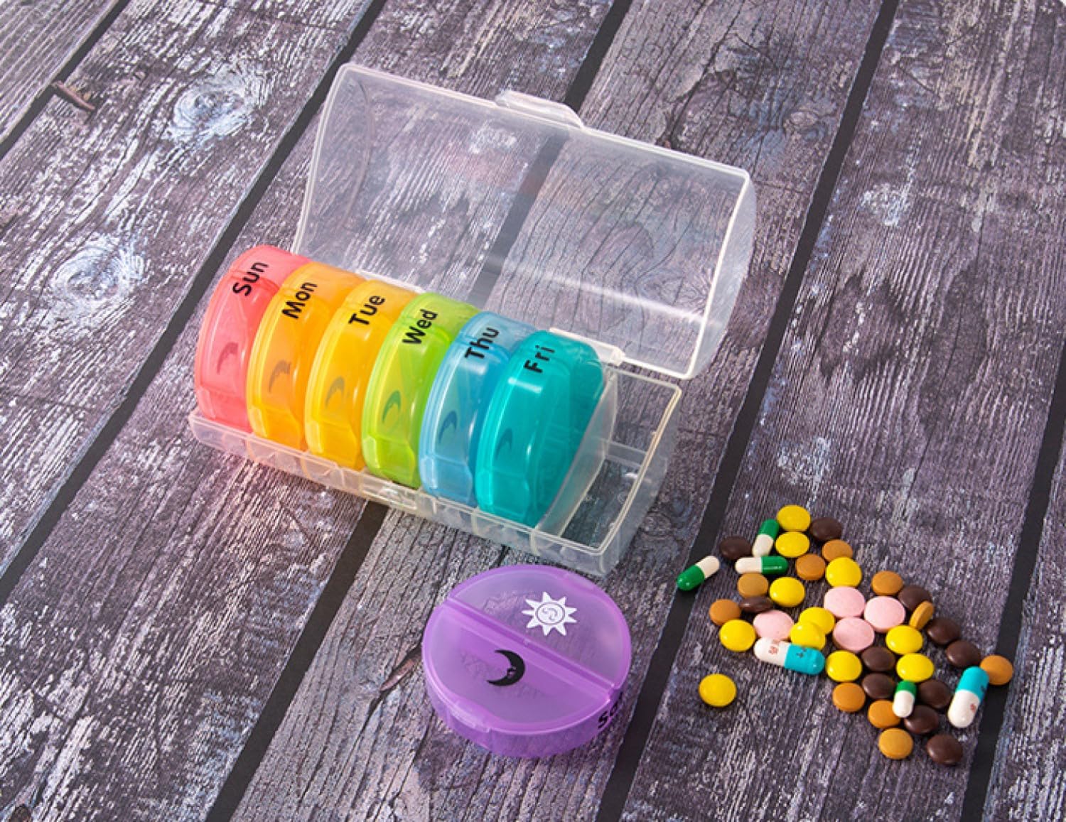 7-Day Pill Organizer with AM/PM Compartments - Round Moisture-Proof Medicine Dispenser Box for Daily Vitamin & Medication Storage (Black) | Perfect for Travel, Home Use & Elderly Care