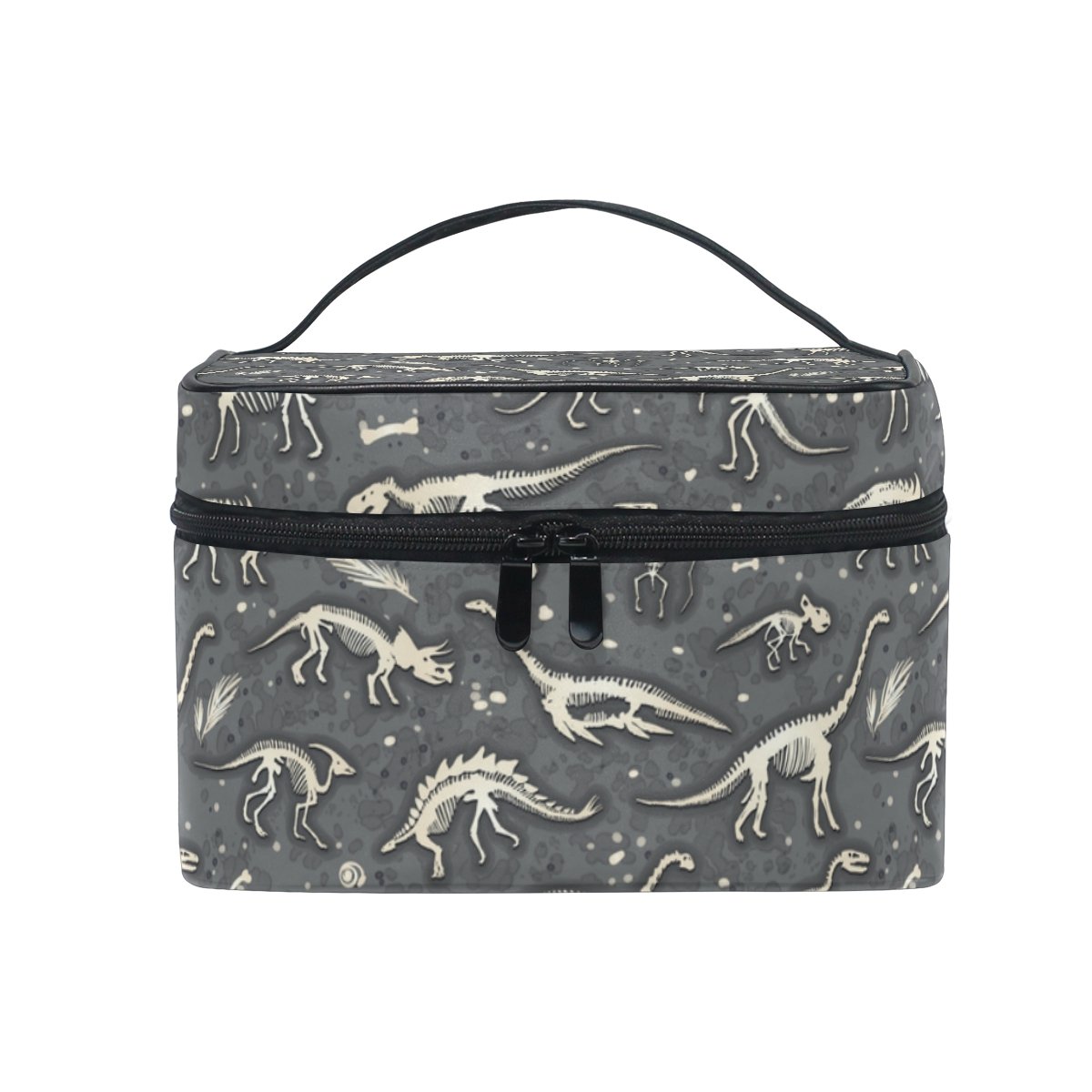 Dinosaur Skeleton Cosmetic Bag for Travel - Waterproof Makeup Train Case Storage Organizer for Women | Perfect for Travel, Gym, and Daily Makeup Organization