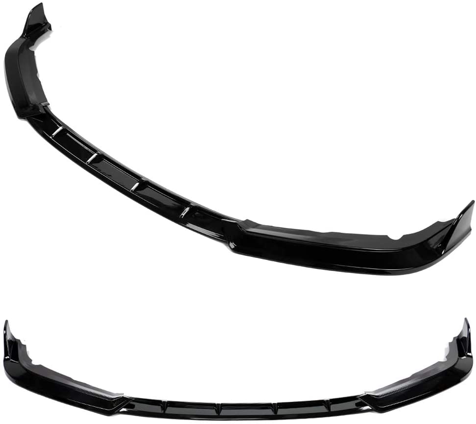 2019-2021 Honda Civic Sedan Front Bumper Lip Spoiler - IK Style 3-Piece Gloss Black/Carbon Fiber Design - Enhances Aerodynamics & Sporty Look for Daily Driving & Car Shows