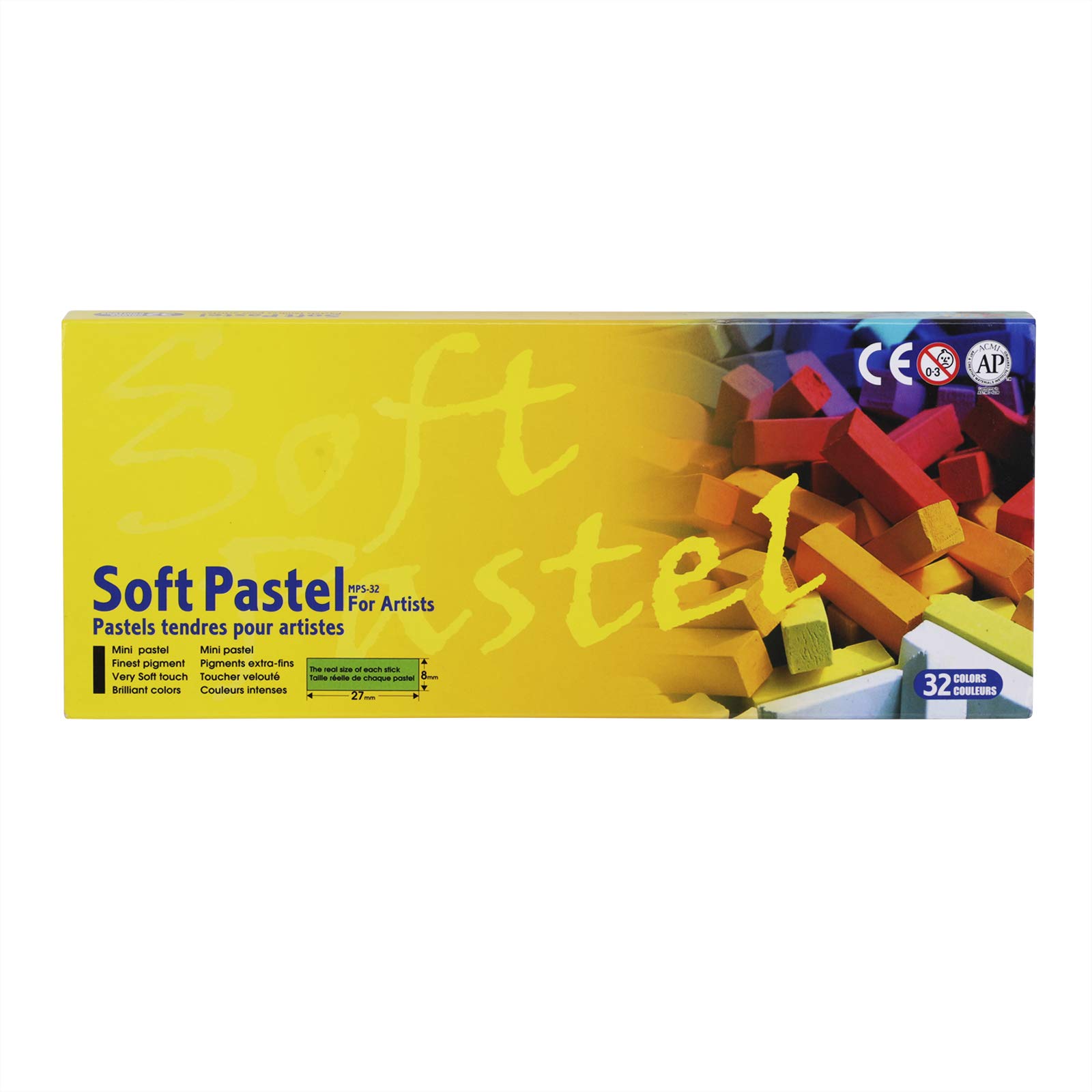 24/32 Color Non-Toxic Soft Pastel Chalk Set - Square Artist Chalk for Acrylic Painting, Drawing & DIY Crafts | Perfect for Kids, Family Art Projects & Professional Artists | Home, School & Studio Use