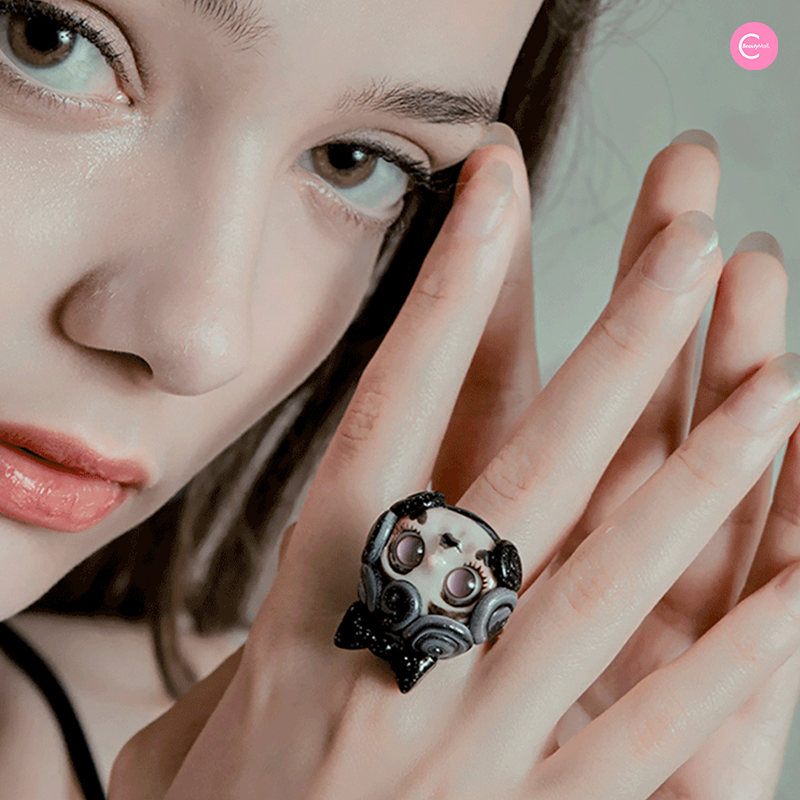 QUANDO Dark Milky Adjustable Sterling Silver Ring for Women - Elegant Stackable Jewelry for Everyday Wear, Gift Giving & Special Occasions