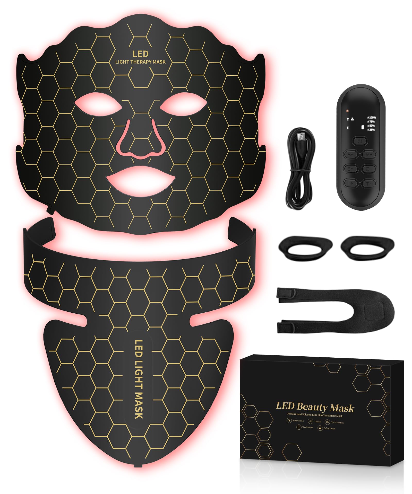 Yahi Red Light Therapy Mask for Face & Neck - 7 Color LED Light Therapy Device for Skin Care at Home | Anti-Aging, Wrinkle Reduction & Acne Treatment | Perfect for Daily Skincare Routine & Spa Treatments