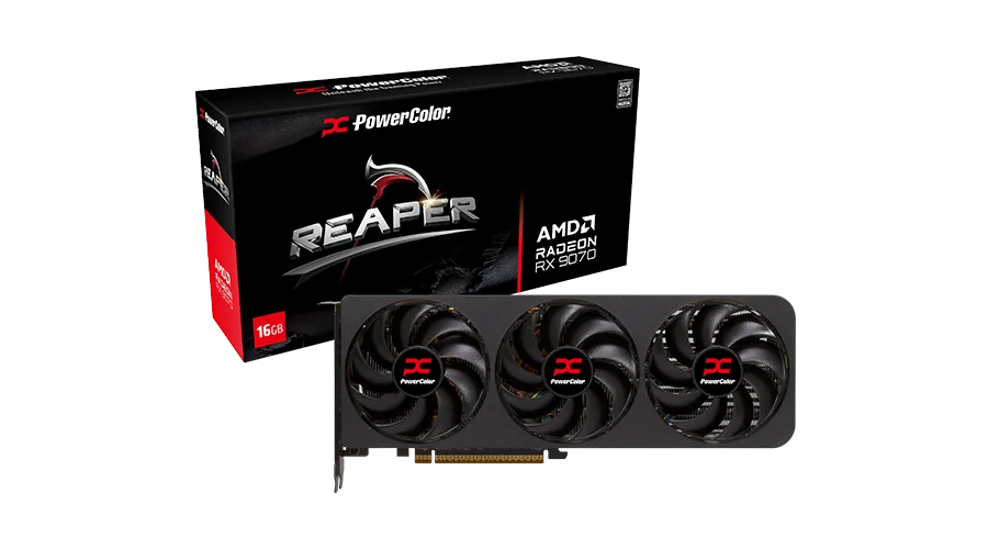 PowerColor Radeon RX 9070 Reaper 16GB GDDR6 Gaming Graphics Card - High Performance GPU for 4K Gaming, VR & Video Editing | PC Build Upgrade