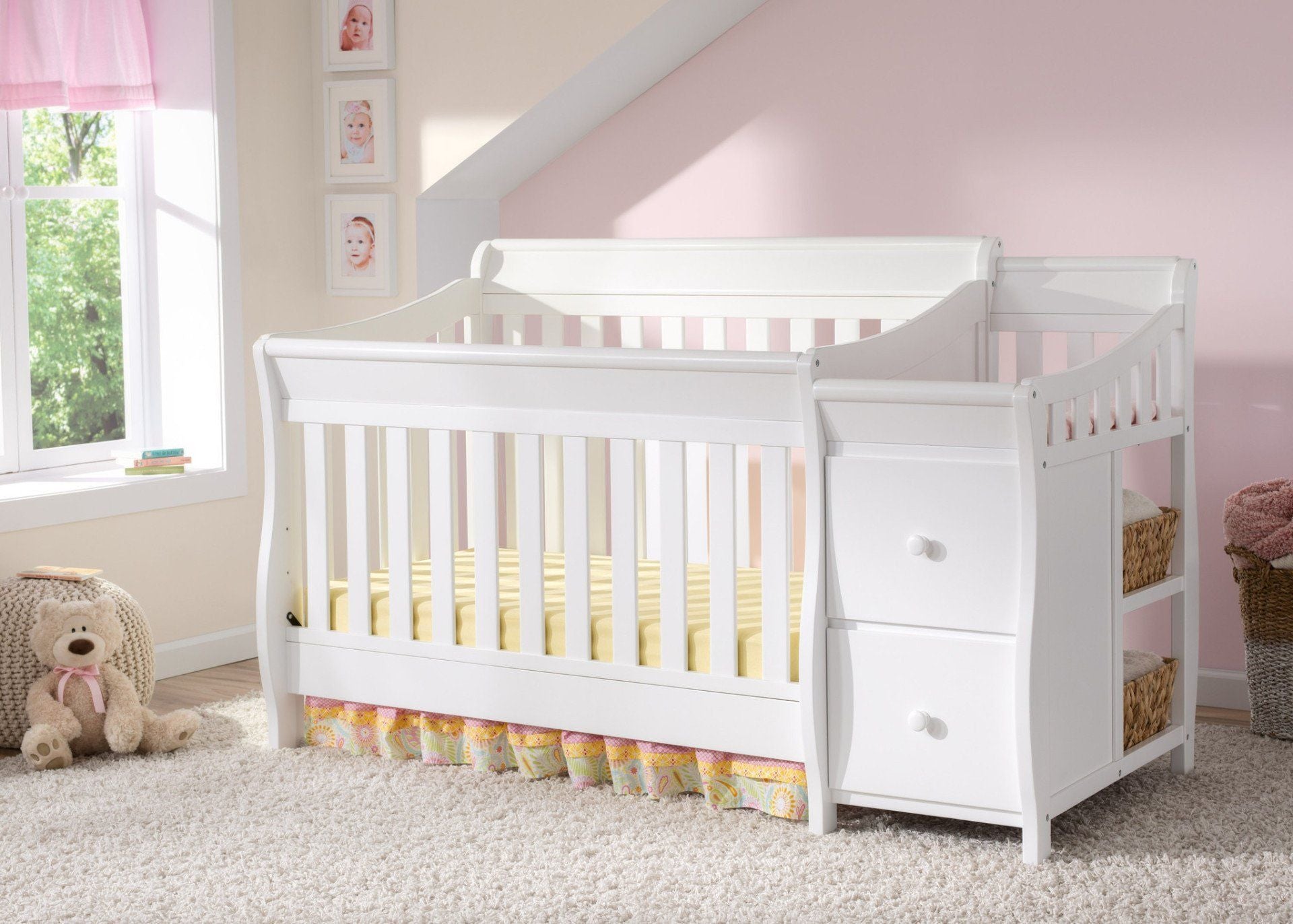 Bridgeport 3-in-1 Convertible Baby Crib with Changing Table - Nursery Furniture Set for Newborns & Toddlers - Perfect for Small Spaces & Modern Nurseries