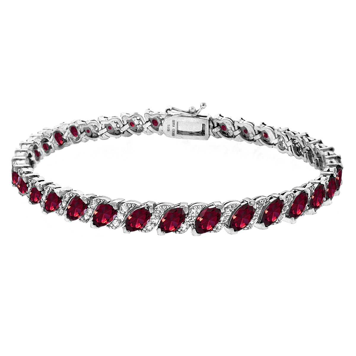 B. BRILLIANT Women's Birthstone Bracelet - Marquise Cut Genuine/Synthetic Gemstone Tennis Bracelet in Sterling Silver or Gold Flash with Gift Box | Elegant Jewelry for Birthdays, Anniversaries & Special Occasions