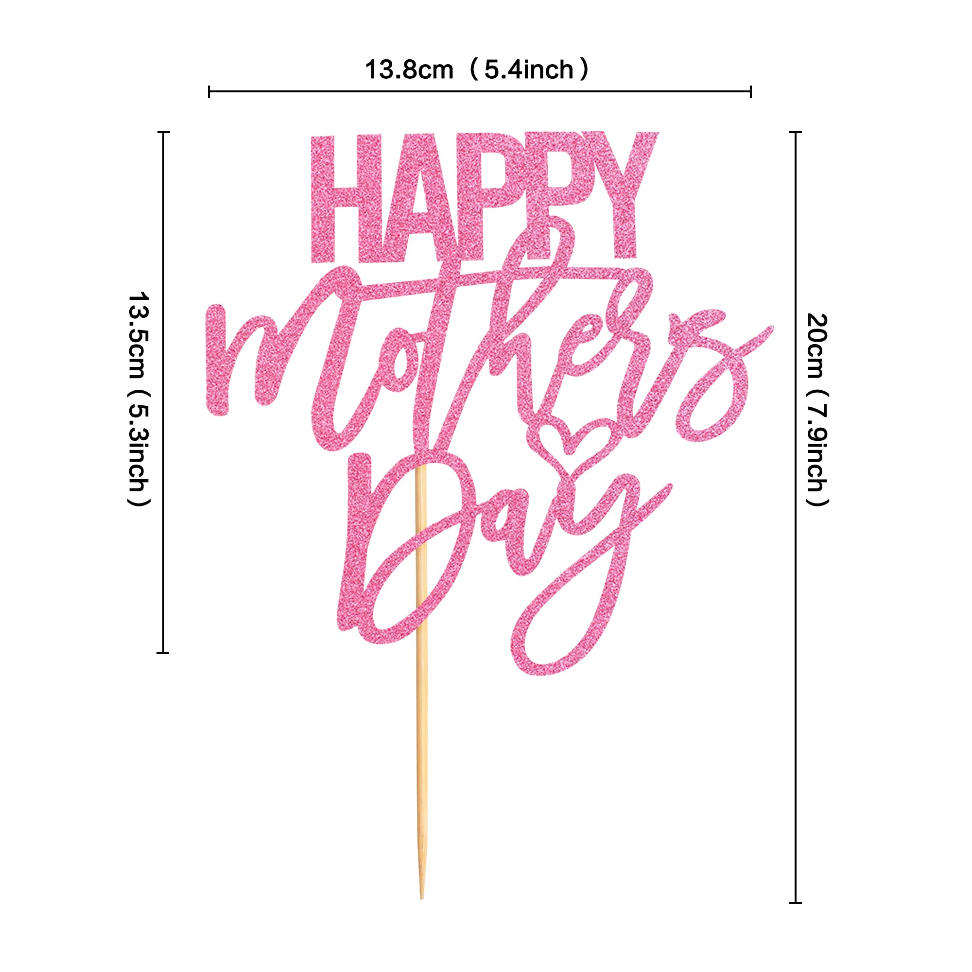 Happy Mother's Day Cake Topper - Pink Glitter Party Cake Decoration for Birthday, Wedding & Special Occasions | Perfect for Mom's Celebration