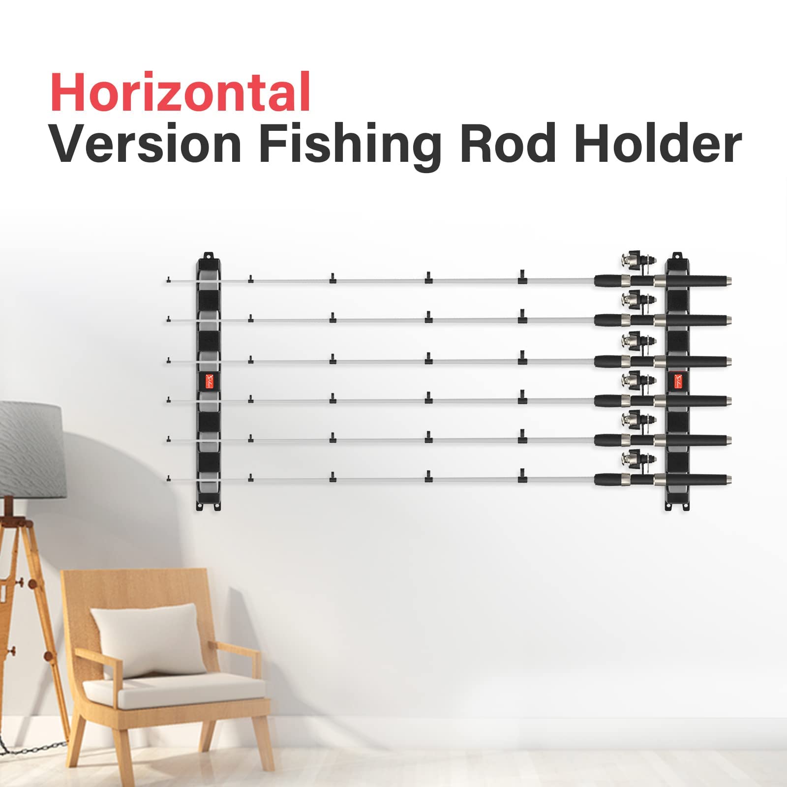 Wall-Mounted Fishing Rod Holder - Heavy Duty Grey Fishing Pole Rack & Organizer for Garage, Boat, or Home Storage | Simple Deluxe Fishing Gear Accessories