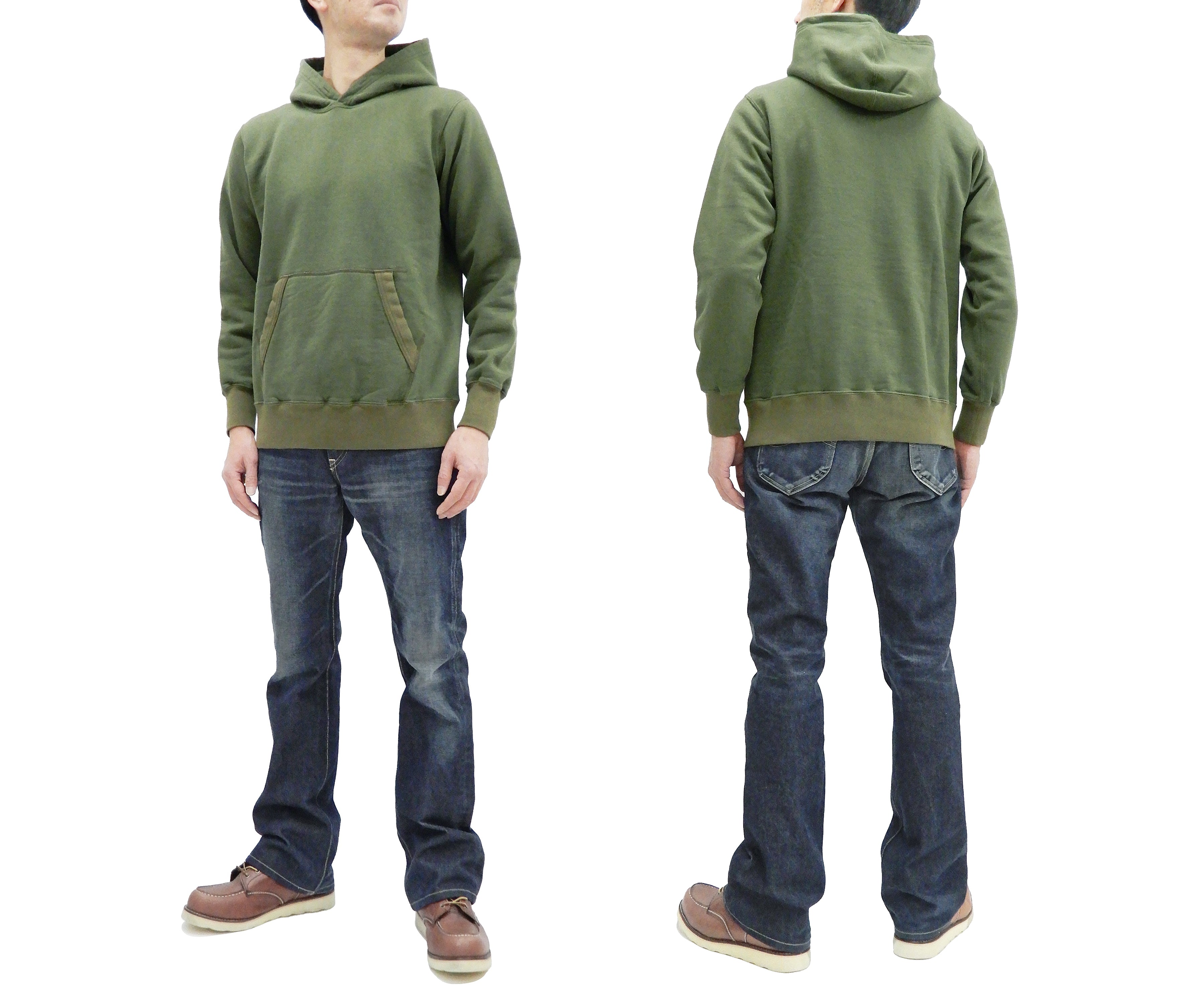 Buzz Rickson Men's Vintage Loopwheel Hoodie - BR68914 Faded Olive Pullover Sweatshirt | Casual Streetwear & Retro Fashion for Everyday Wear