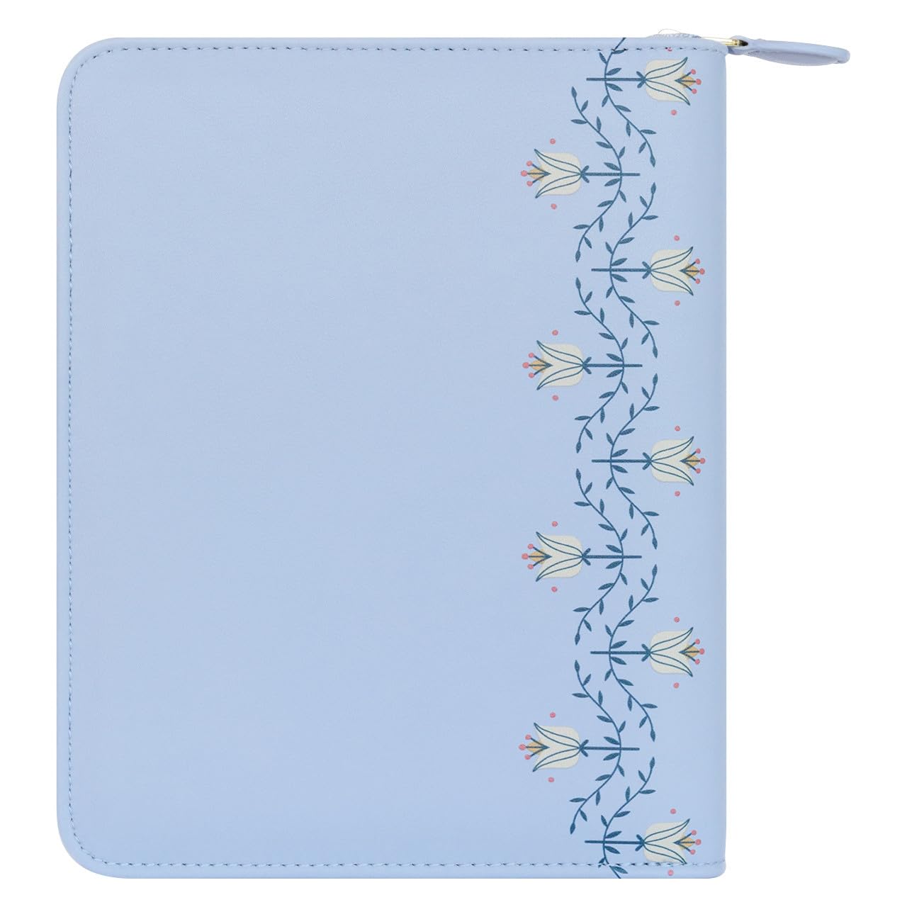 FranklinCovey Compact Cornflower Blue Simulated Leather Zipper Planner - Floral Folklore Design, Daily Organizer for Work, School & Personal Productivity