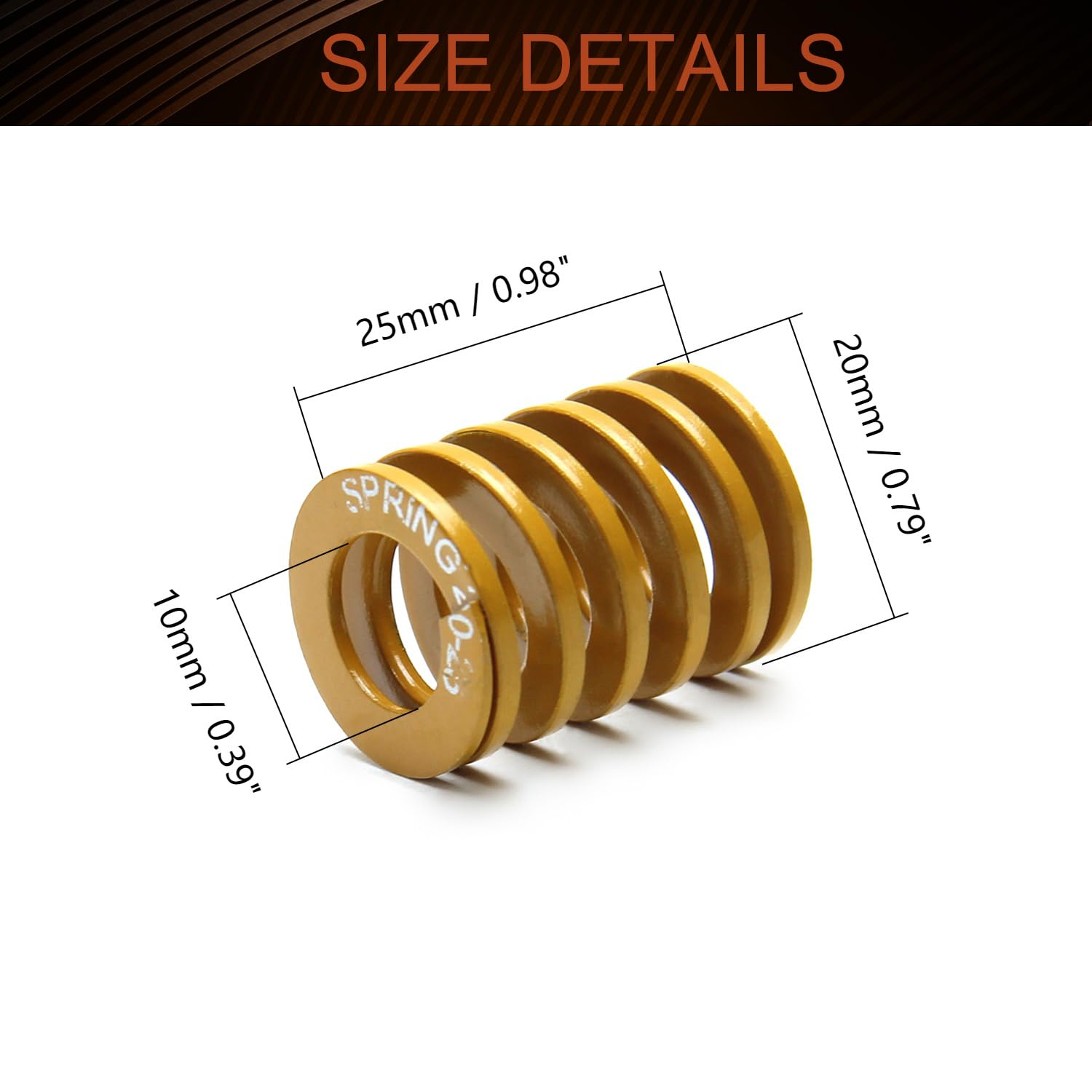 High-Quality MroMax 3D Printer Die Spring - 20mm OD, 25mm Length, Light Load Compression for Bed Leveling | Yellow Spiral Stamping Mold Spring (1PC) | Perfect for 3D Printer Bed Adjustment & Maintenance