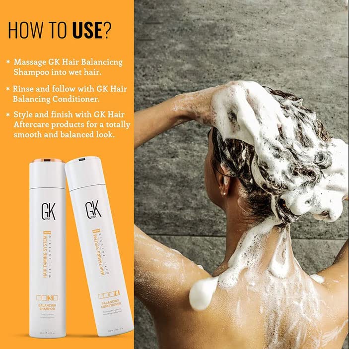 GK HAIR Global Keratin Balancing & Moisturizing Shampoo and Conditioner Set (10.1 Fl Oz Each) - Hydrating Hair Care for Dry, Damaged Hair - Perfect for Salon-Quality Treatment at Home