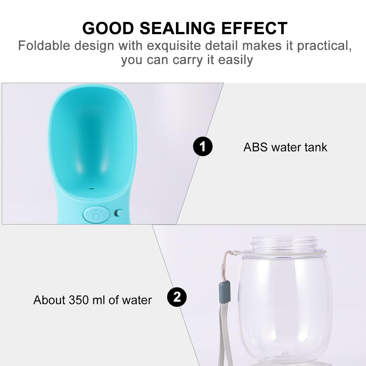 POPETPOP 1pc Leakproof Pet Water Bottle - Portable Cat & Dog Water Dispenser with Drinking Bowl, PP Material for Cage, Travel & Outdoor Use - Ideal for Cats, Dogs, Small Animals
