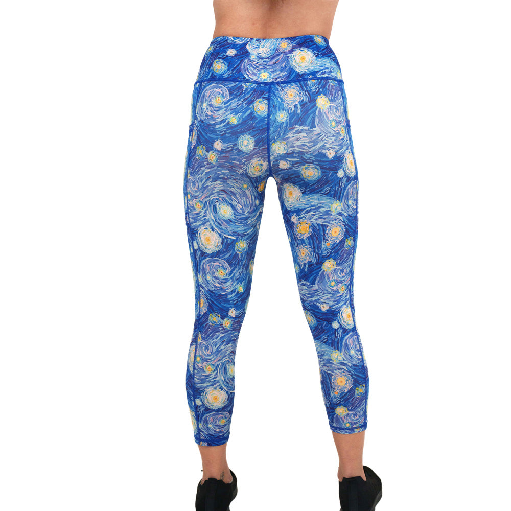 Starry Night Print Leggings - High Waisted Yoga Pants for Women, Comfortable & Stretchy Workout Tights - Perfect for Yoga, Running, Gym & Lounge Wear
