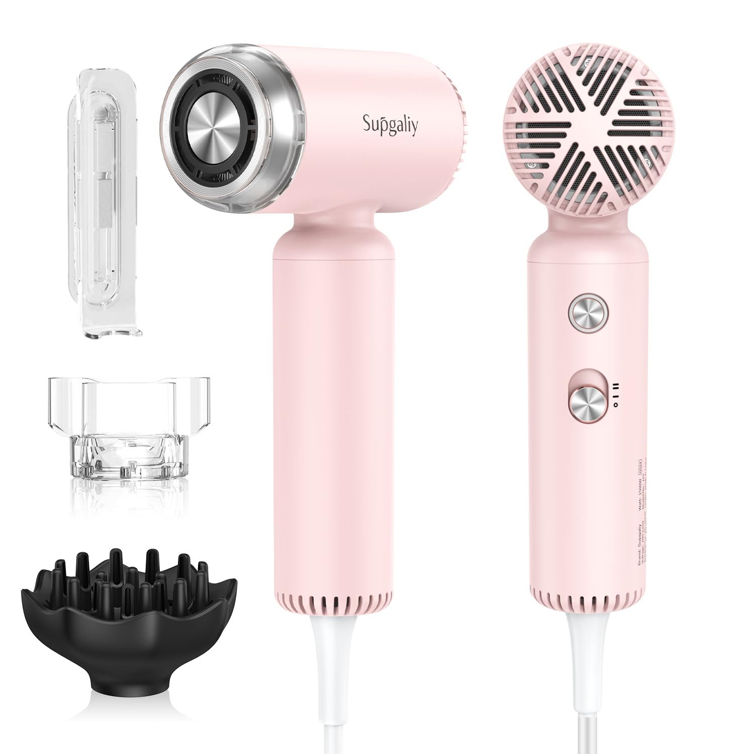 Professional Ionic Hair Dryer 110V - High Speed Motor for Fast Drying, Lightweight & Quiet Blow Dryer with Magnetic Diffuser & Concentrator | Perfect for Home Use & Travel Styling