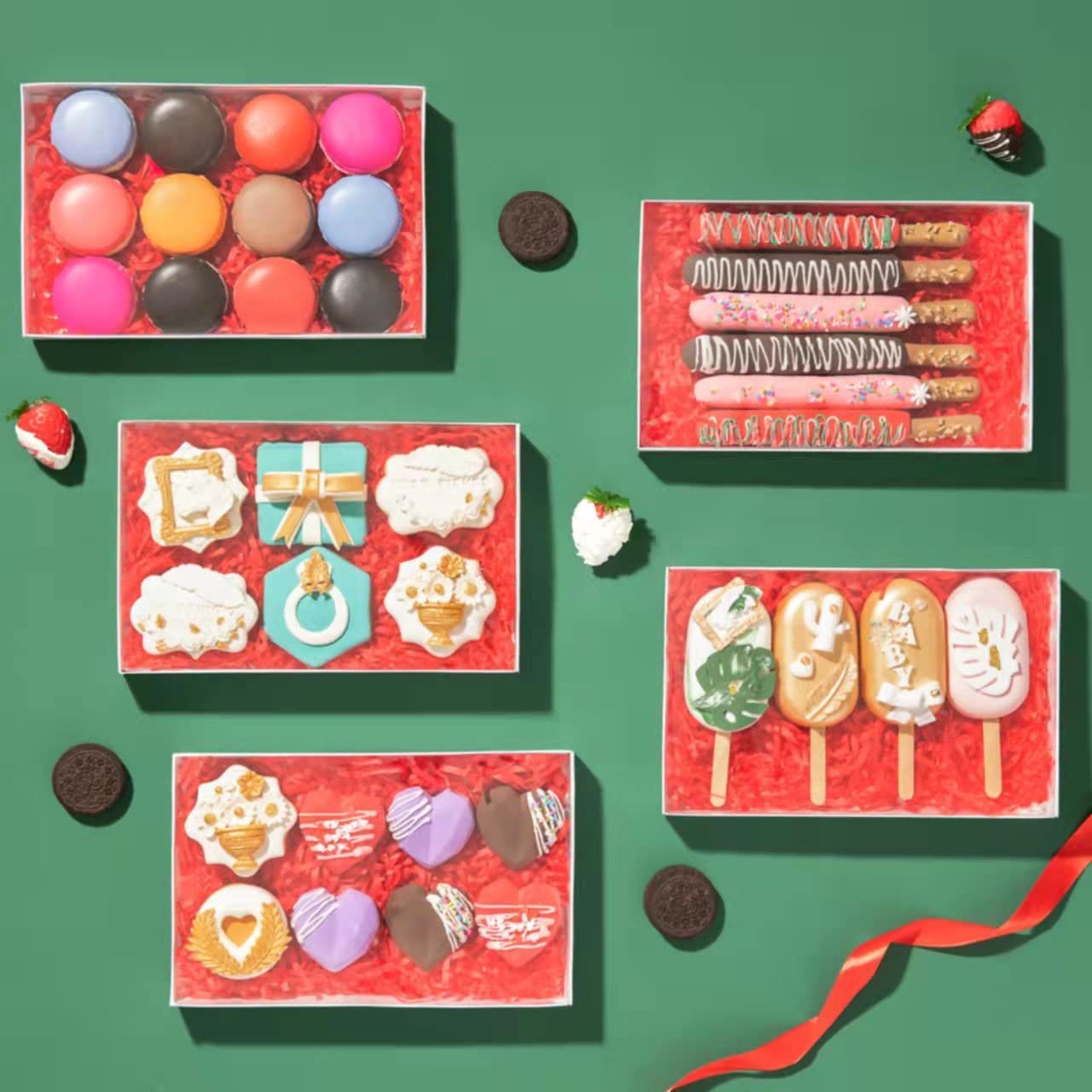 RomanticBaking 24 Pack Clear Cookie Boxes with Window for Bakery & Macarons - Christmas, Wedding, Valentine's Day Gifts