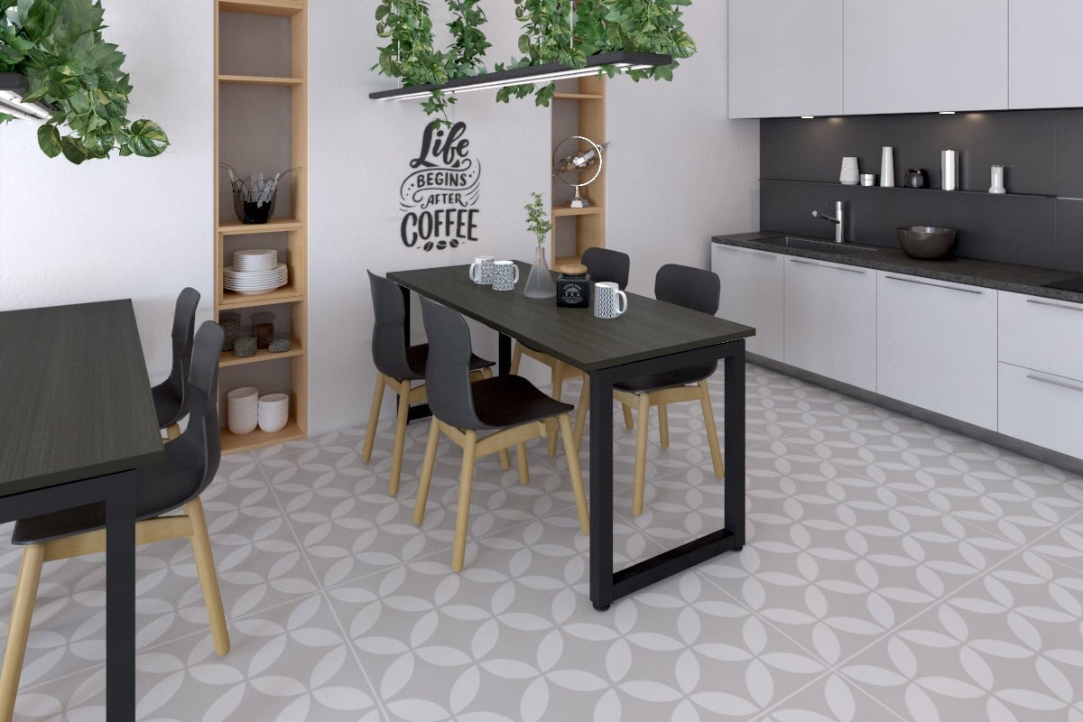 Quadro Loop Legs Table - 1400L x 700W Modern Dining Table with Metal Frame, Sturdy & Stylish for Home, Office, Restaurant Use