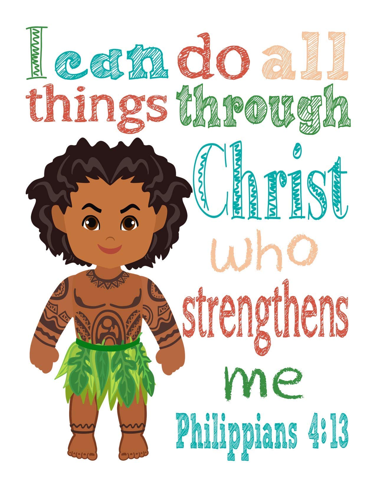 Moana Christian Nursery Decor - 4 Prints with Bible Verses for Baby Room