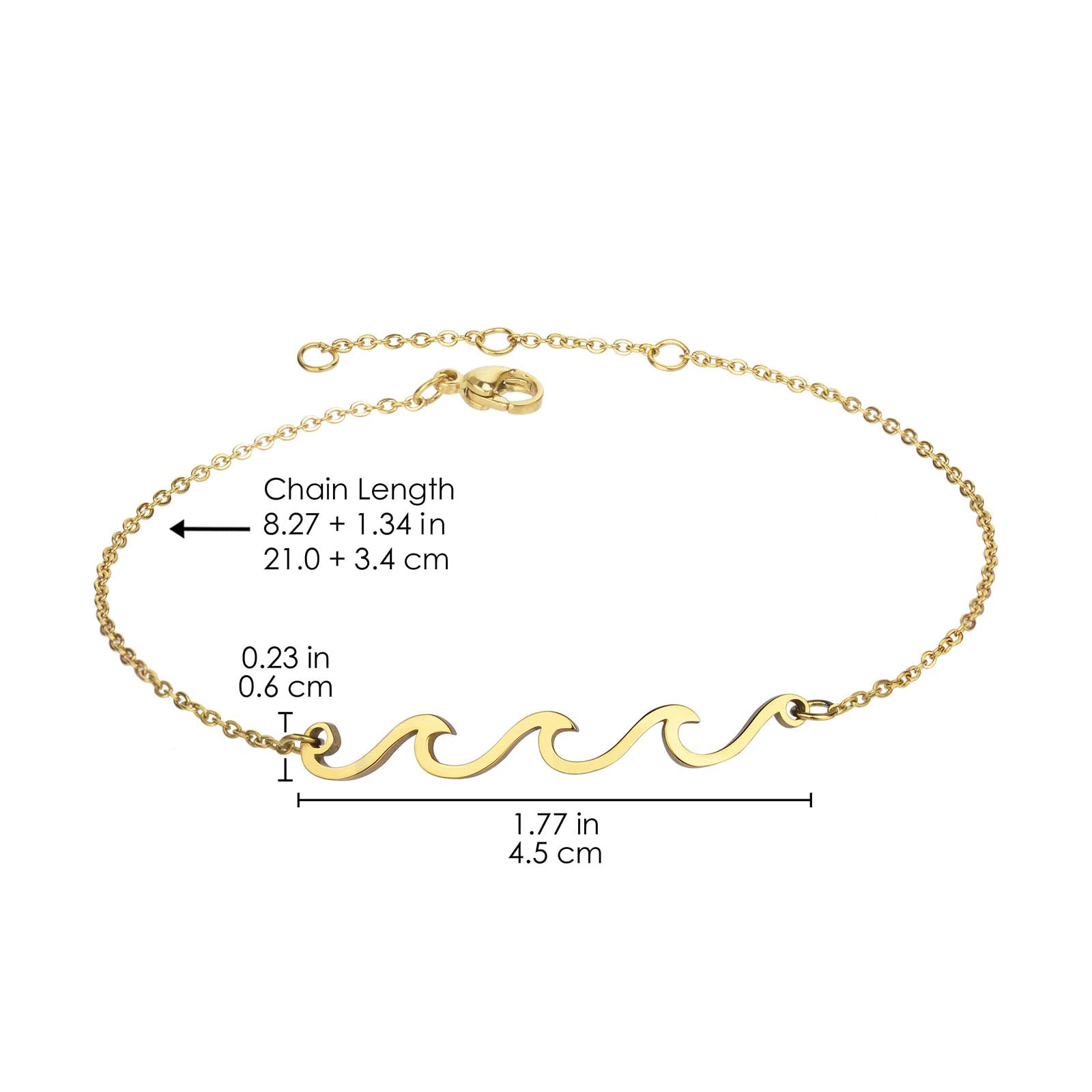 Wave Anklet for Women - Gold & Silver Plated Adjustable Boho Beach Ankle Bracelet | Ocean Wave Foot Jewelry for Summer, Birthday Gifts | Perfect for Vacations, Beach Parties & Boho Fashion